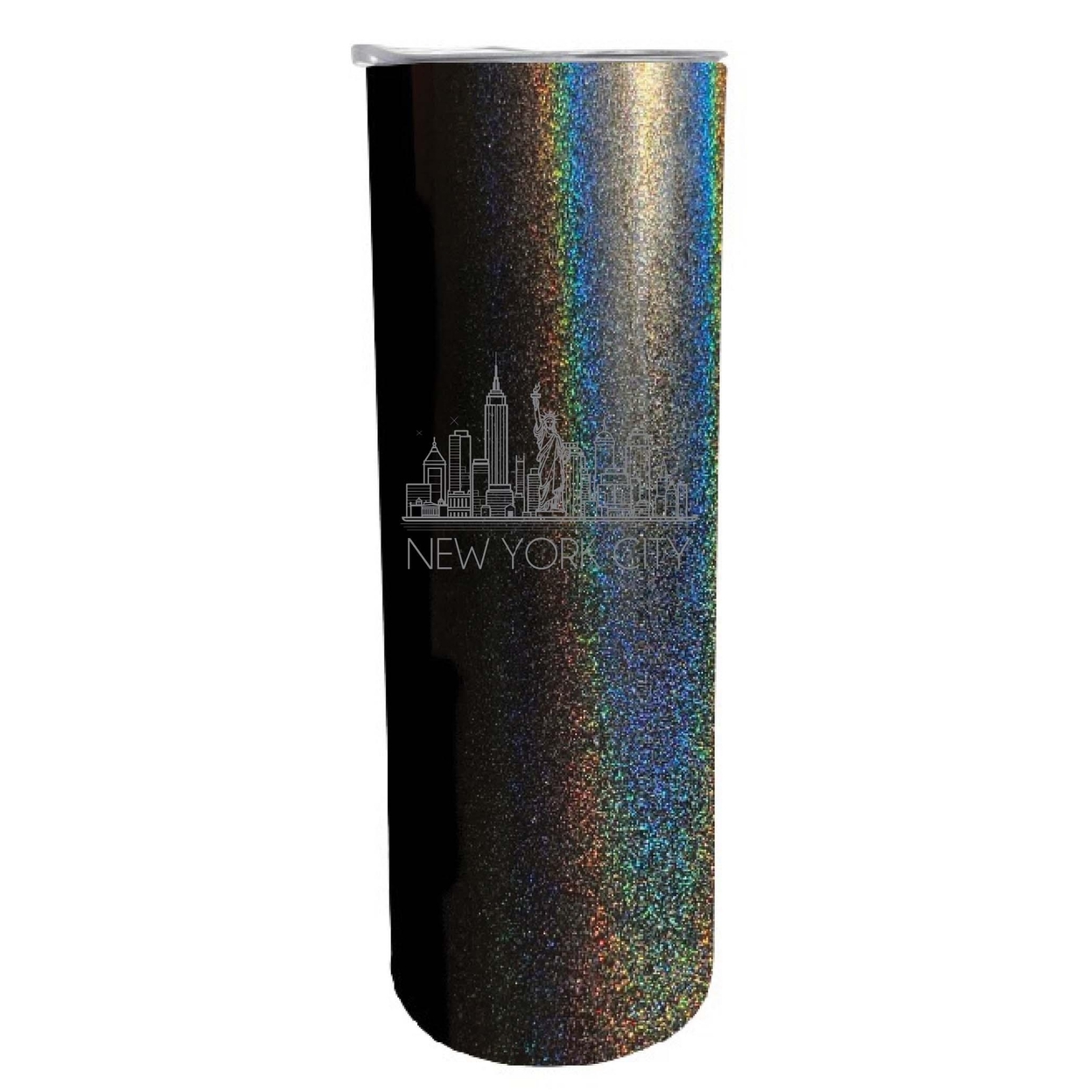 New York City Souvenir 20 Oz Engraved Insulated Skinny Tumbler Glitter - Black Glitter,,Single Unit