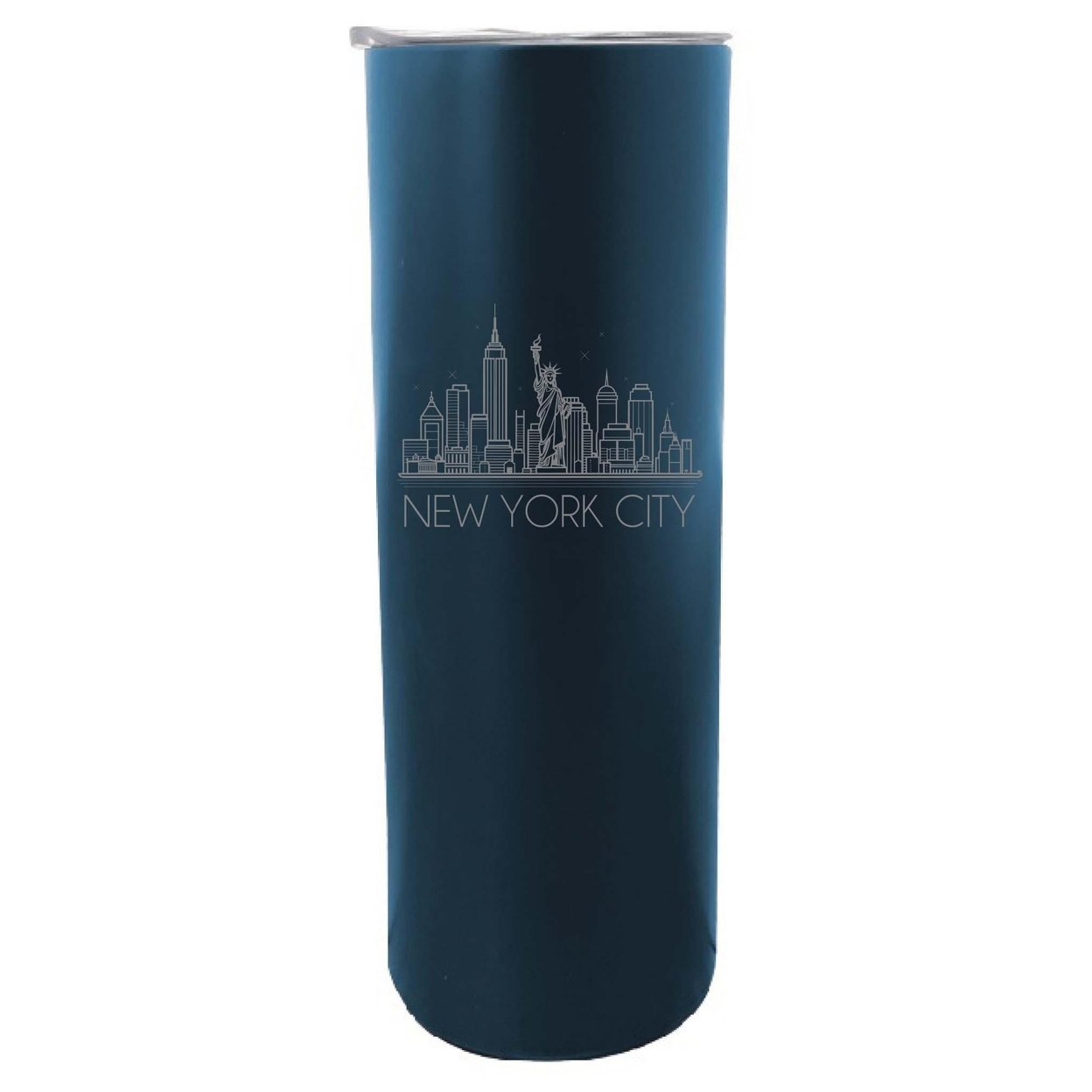 New York City Souvenir 20 Oz Engraved Insulated Skinny Tumbler Glitter - Navy,,Single Unit