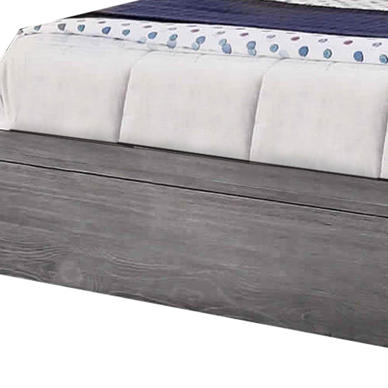 Transitional Style Wooden California King Size Bed With Grain Details, Gray- Saltoro Sherpi