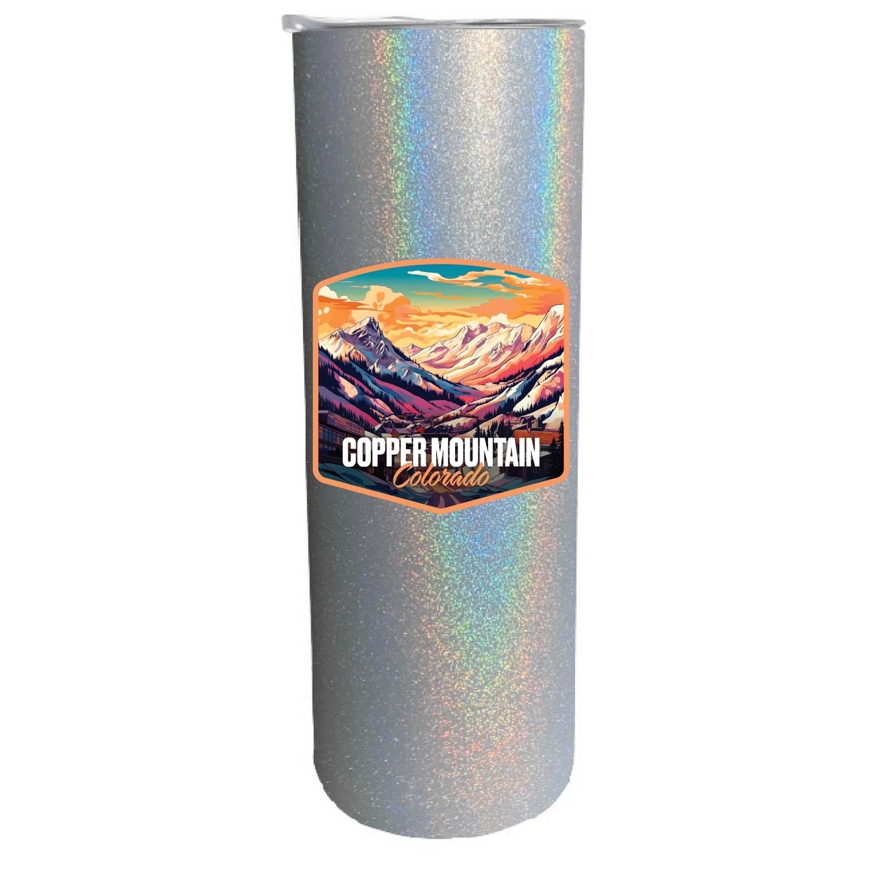 Copper Mountain A Souvenir 20 Oz Insulated Skinny Tumbler - Gray Glitter,,2-Pack