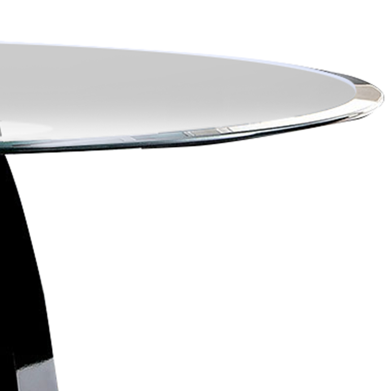 Wood And Glass Counter Height Table With O Shaped Base, Black- Saltoro Sherpi