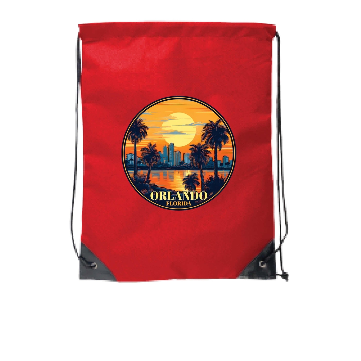 Orlando Florida B Souvenir Cinch Bag With Drawstring Backpack - Black