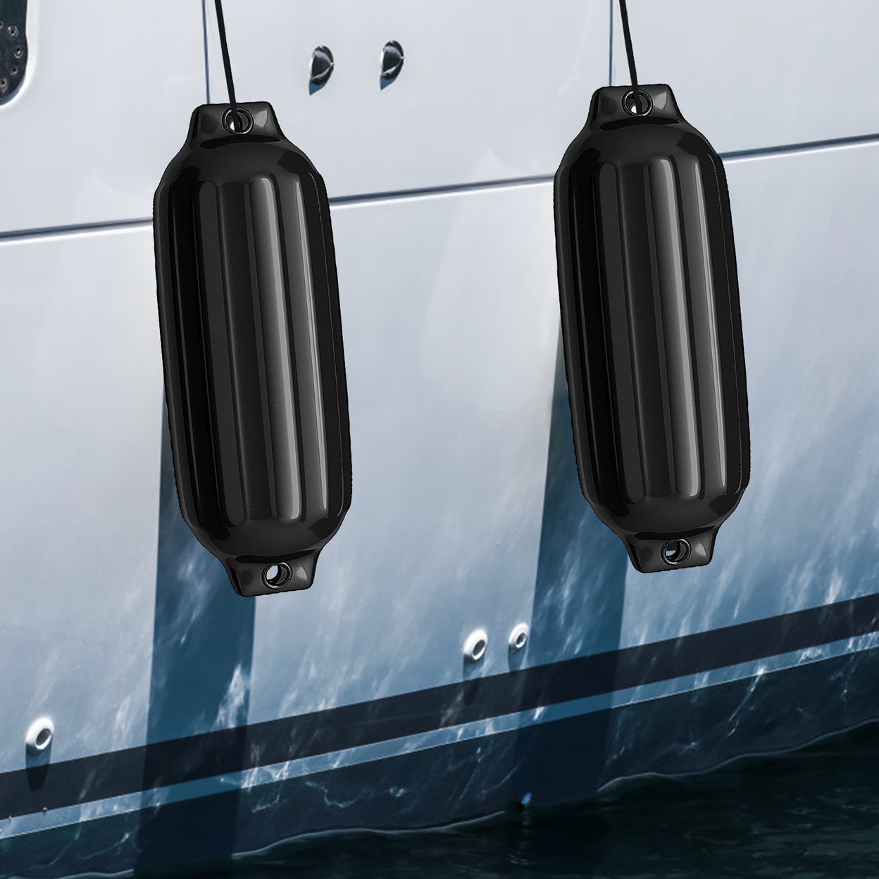 Pack Of 4 27 Boat Fenders Marine Bumper Hand Inflatable Black