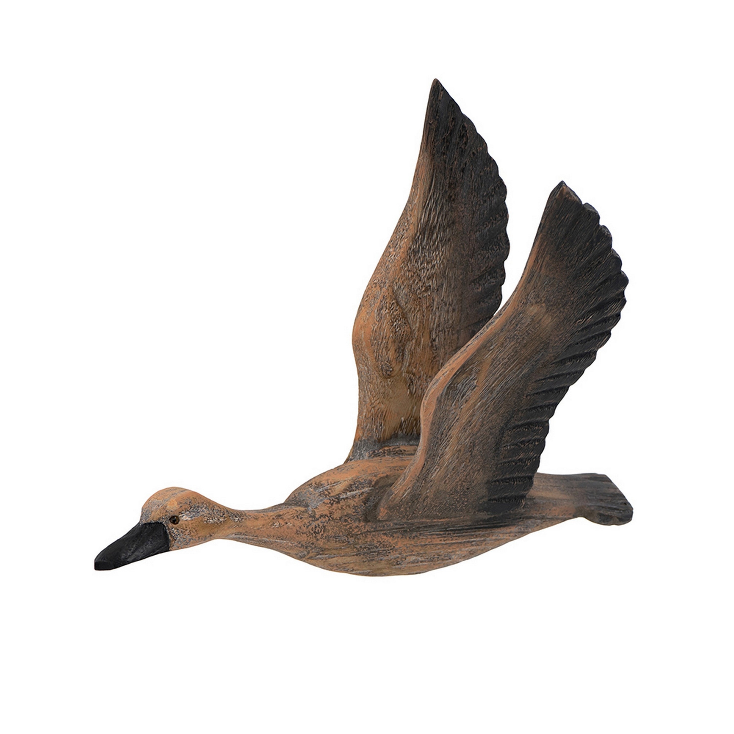 Set Of 3 Flying Geese Wall Decorations, Pine Wood, Rustic Weathered Brown- Saltoro Sherpi