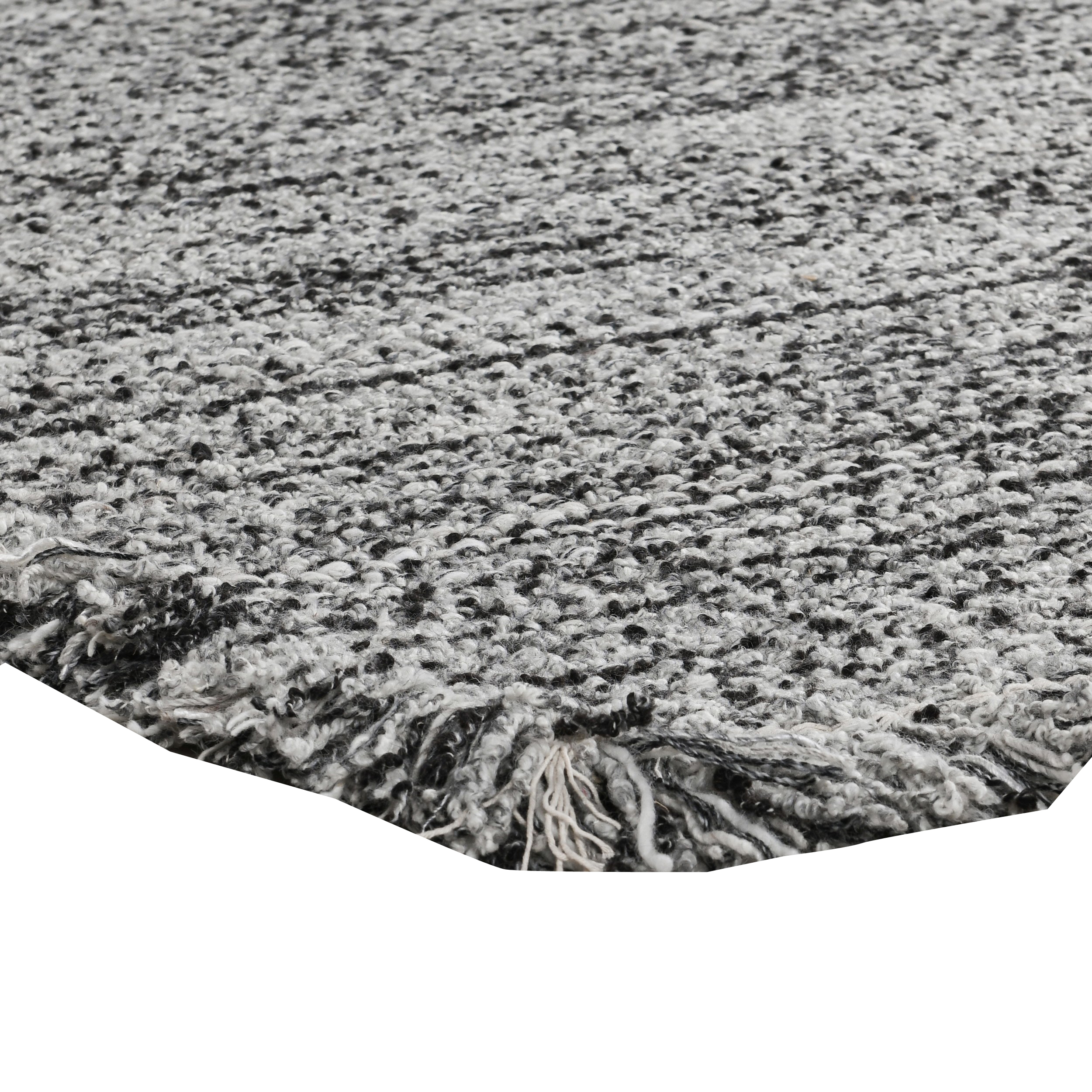 Luk 5 X 8 Medium Handwoven Wool And Viscose Area Rug, Frayed Edges, Gray- Saltoro Sherpi