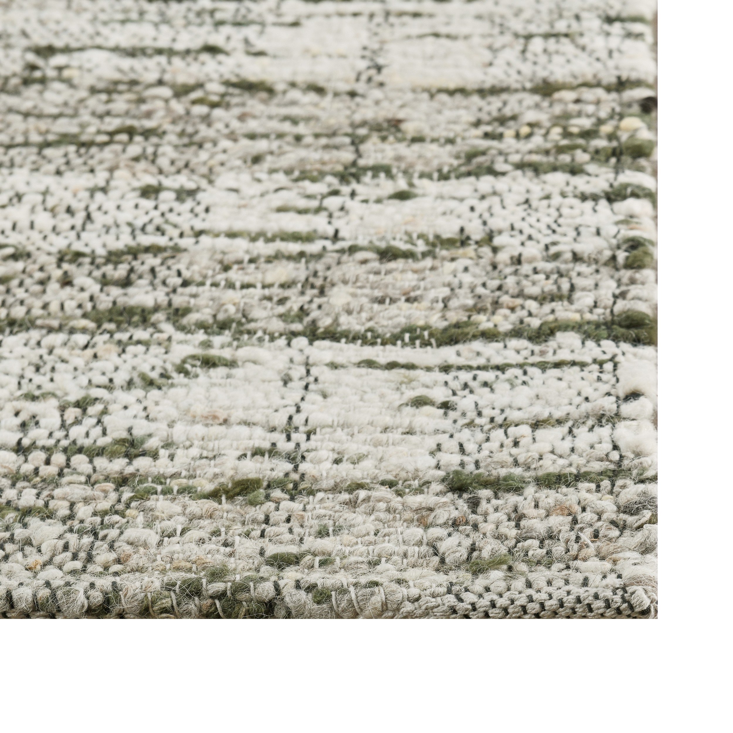 Okia 8 X 10 Large Handwoven Area Rug, Distressed Wool Stripes, Green, Brown- Saltoro Sherpi
