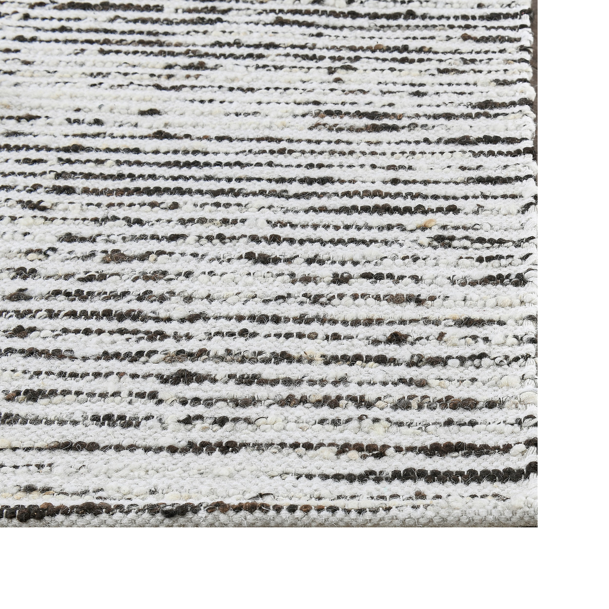 Mory 8 X 10 Large Handwoven Area Rug, Wool Stripes, Distressed Black, Ivory- Saltoro Sherpi