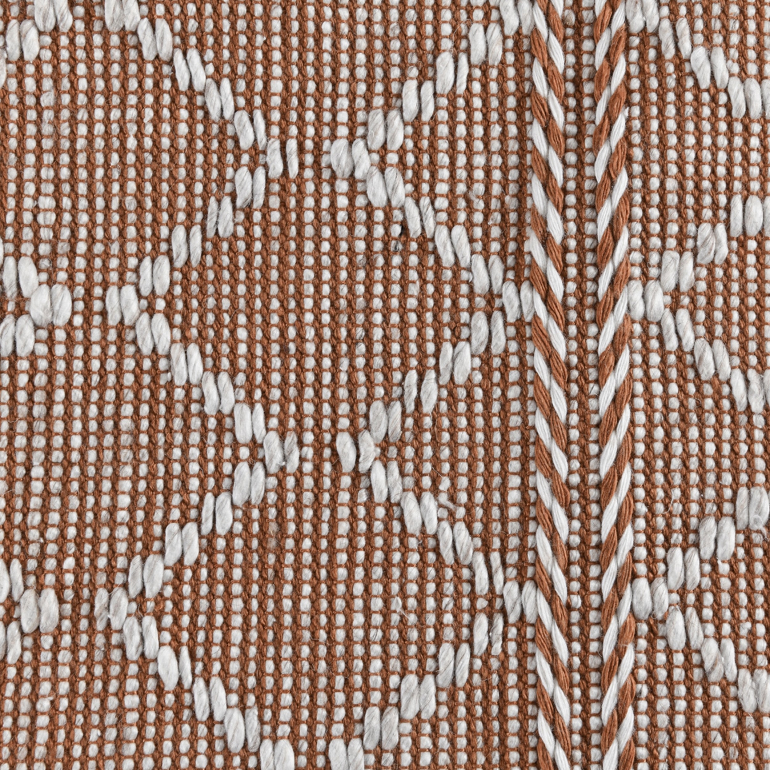 Solk 5 X 8 Medium Area Rug, Woven Polyester, Moroccan Lattice, Ivory, Brown- Saltoro Sherpi