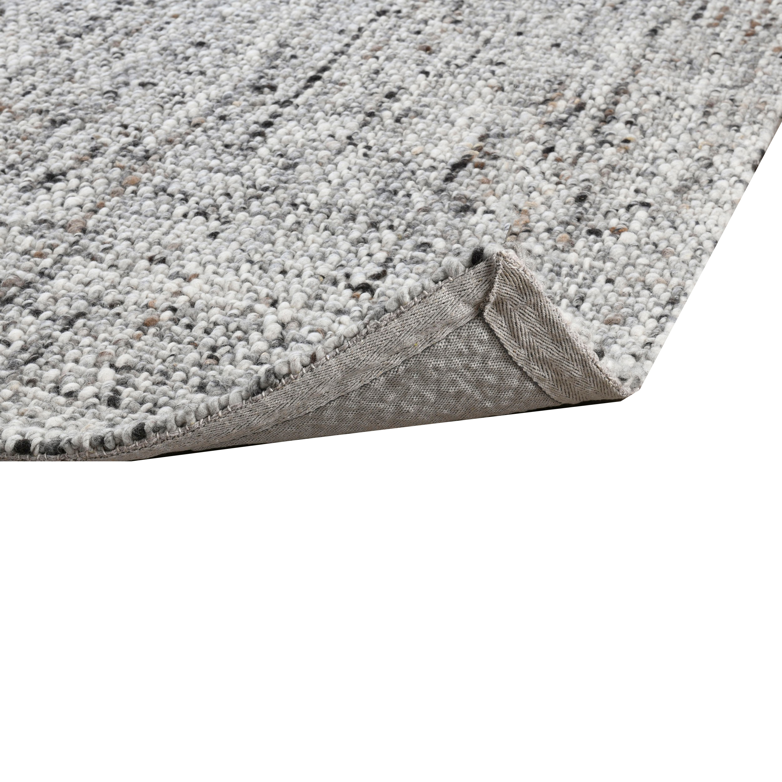 Kio 5 X 8 Medium Heather Area Rug, Handwoven New Zealand Wool, Gray, Ivory- Saltoro Sherpi
