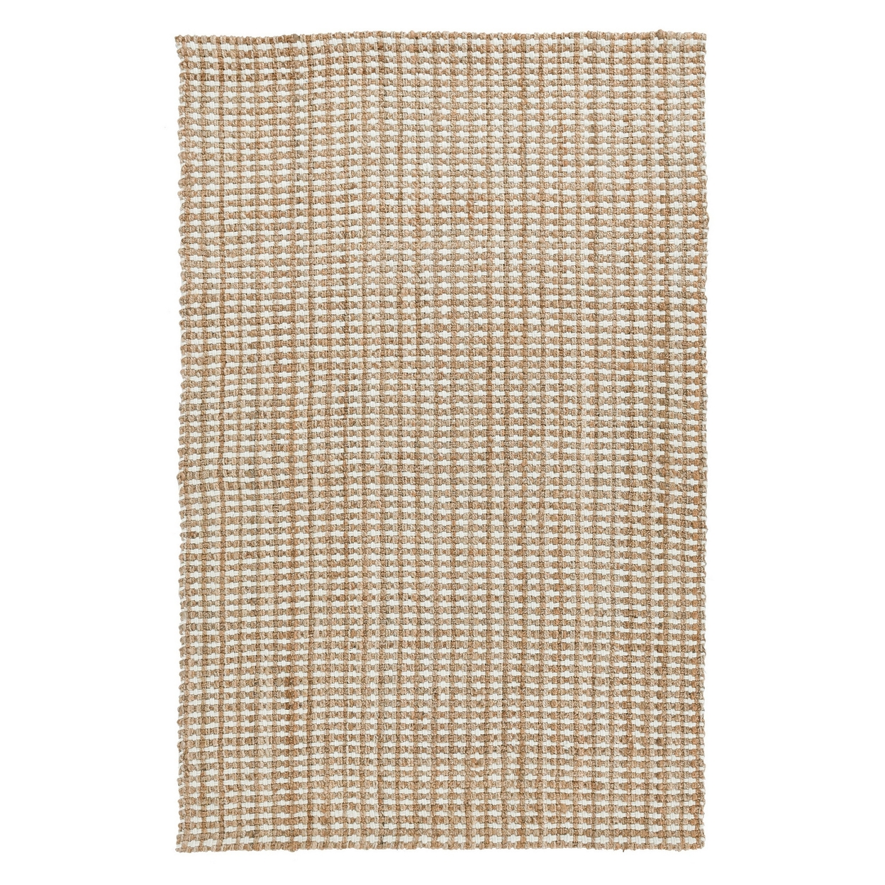 Nake 2 X 3 Small Handwoven Jute Wool Area Rug, Basket Weave, Ivory, Brown- Saltoro Sherpi