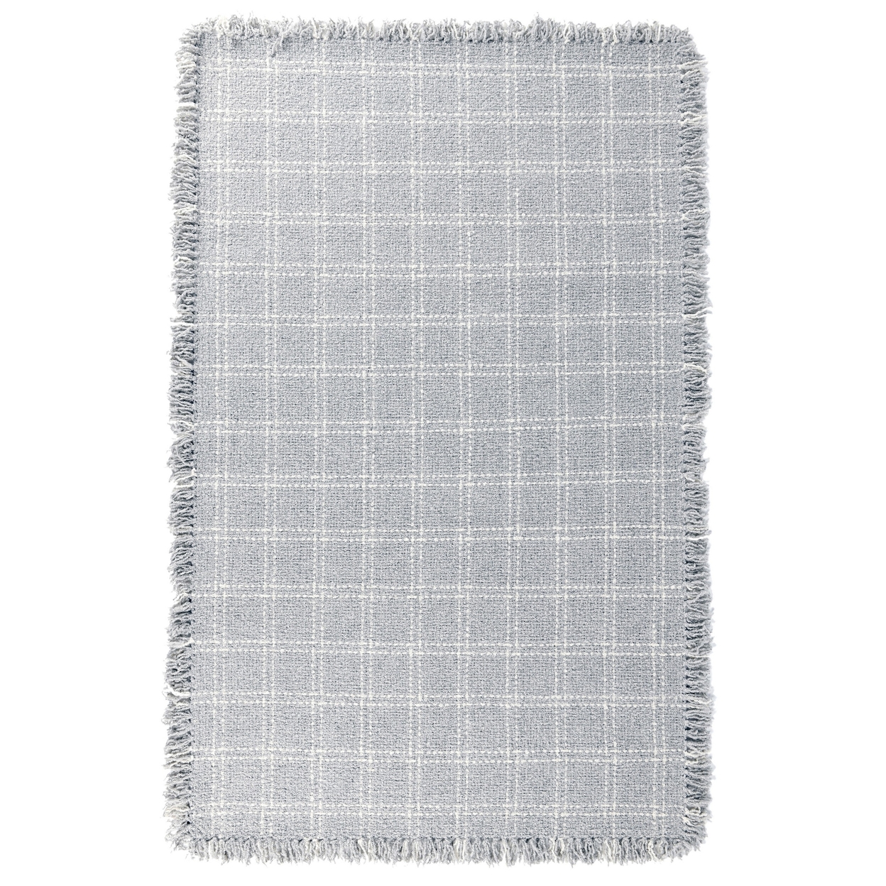 Luk 5 X 8 Medium Handwoven Wool Area Rug, Checkered Pattern, Pearl Gray- Saltoro Sherpi