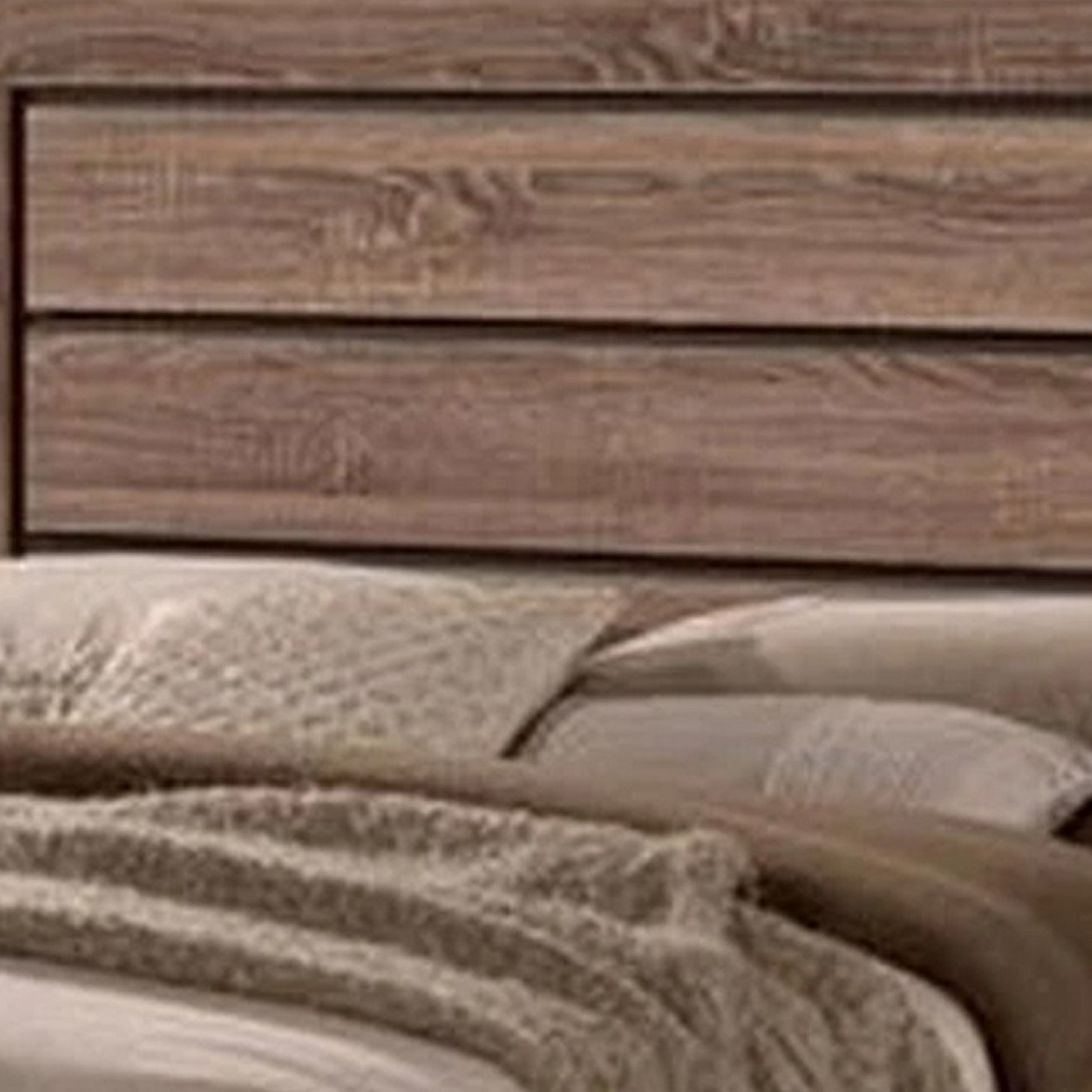 Bello California King Size Storage Bed, 2 Drawers, Wood Grains, Warm Brown- Saltoro Sherpi