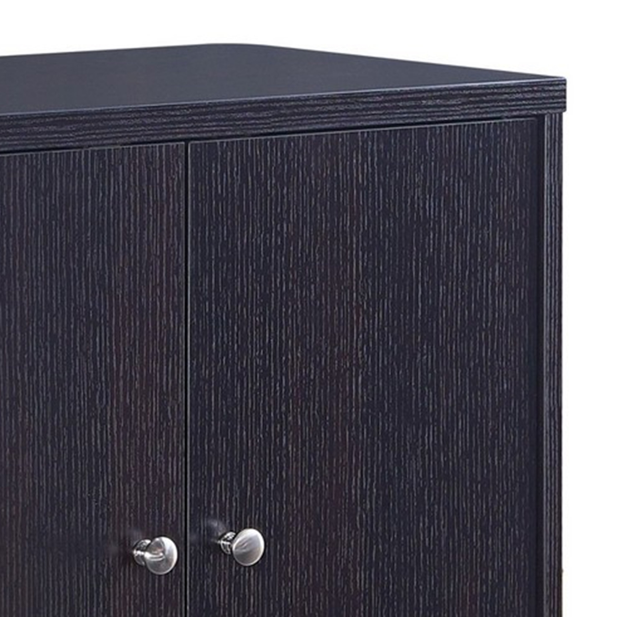 2 Double Door Wooden Storage Cabinet With Round Knobs, Dark Brown- Saltoro Sherpi