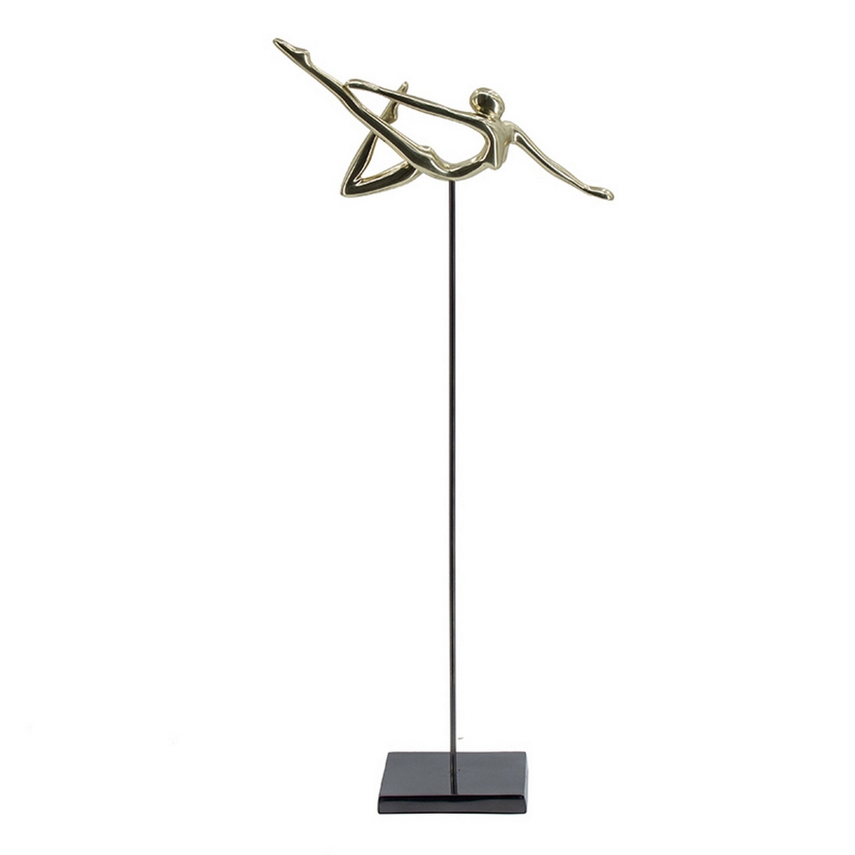 Baco 28 Inch Decorative Dancing Figurine, Aluminum, Steel, Gold, Black- Saltoro Sherpi