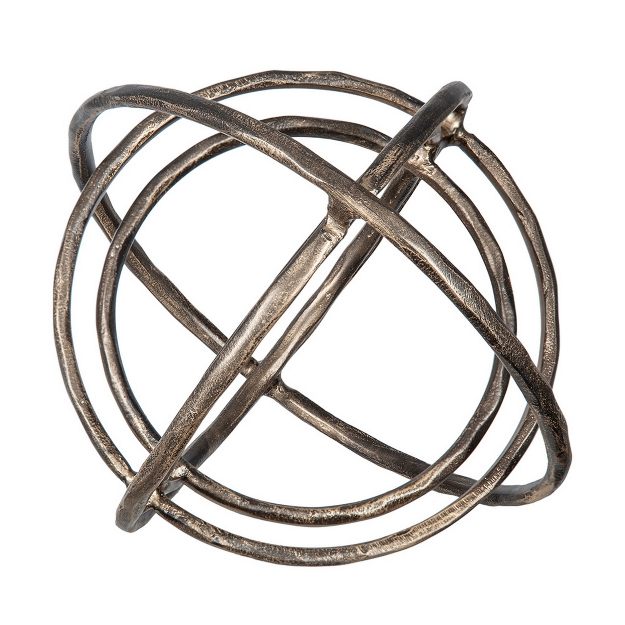 11 Inch Decorative Armillary Sphere With Overlapping Rings, Bronze Aluminum- Saltoro Sherpi