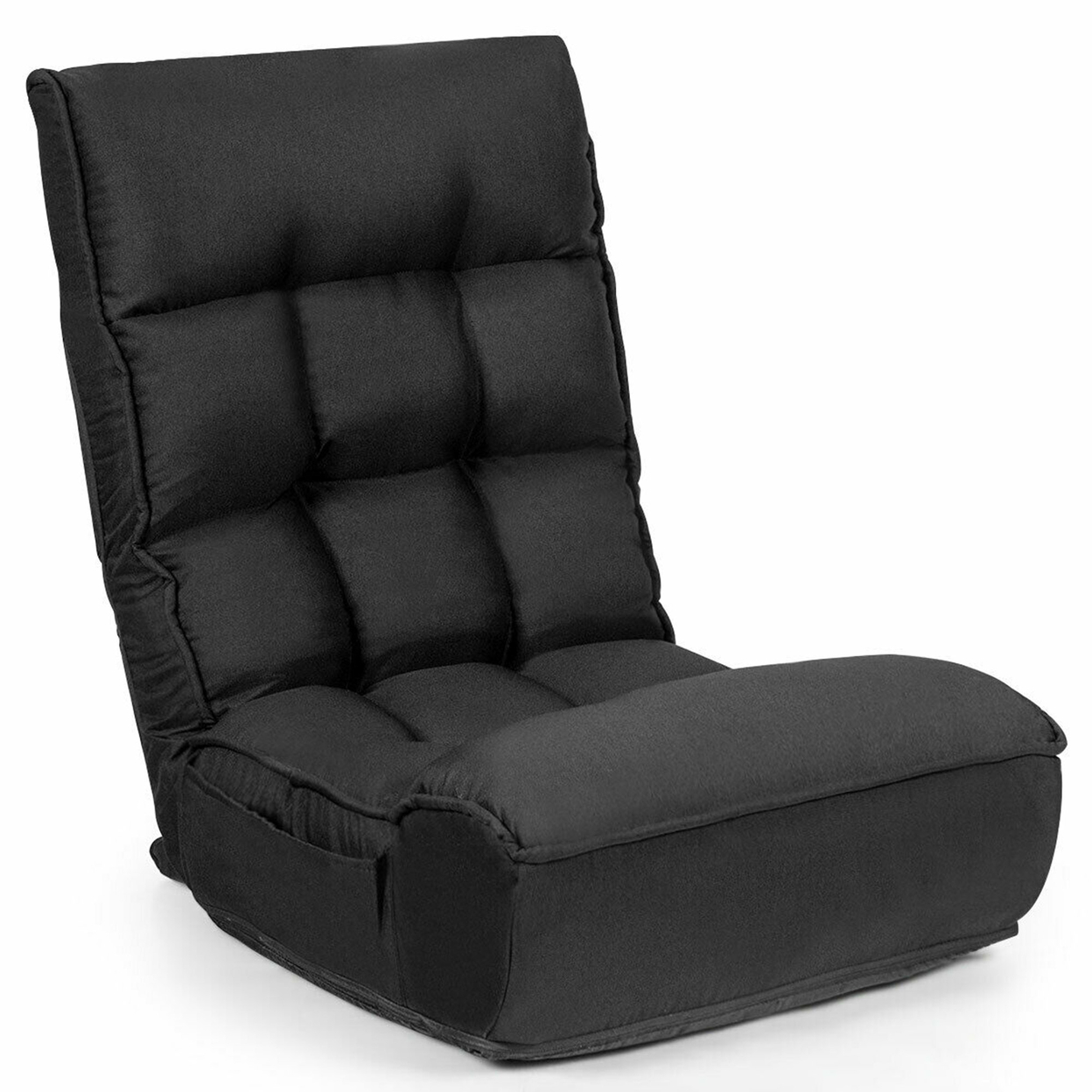 4-Position Floor Chair Folding Lazy Sofa W/Adjustable Backrest & Headrest - Black