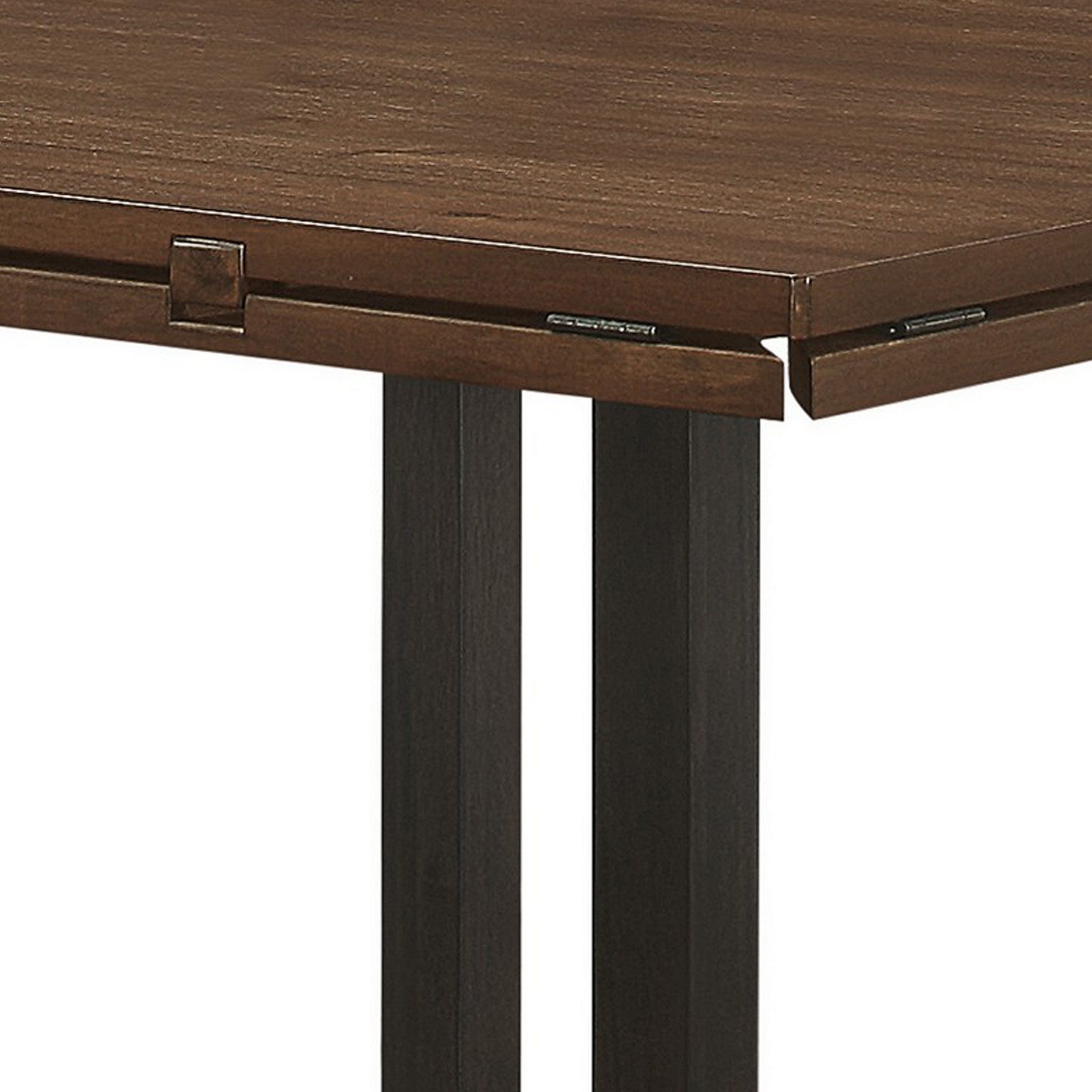 52-60 Inch Counter Height Dining Table, Storage, 2 Tone Espresso Brown- Saltoro Sherpi