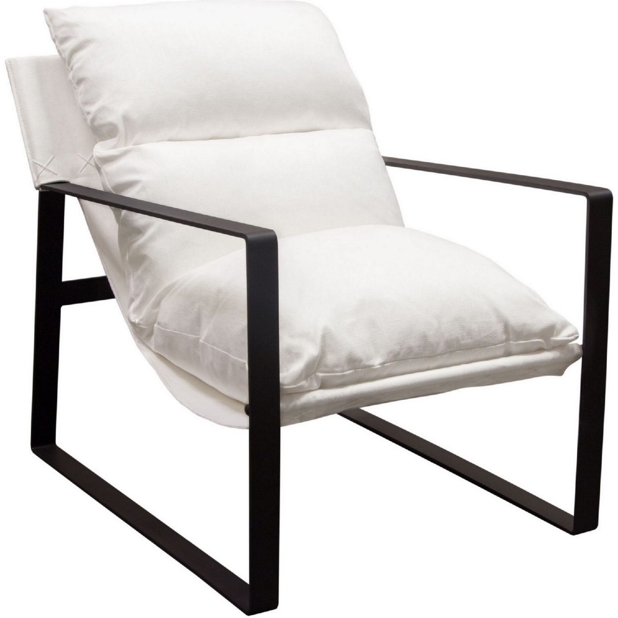 27 Inch Modern Accent Chair, Crisp White, Soft Linen Fabric, Sling Chair- Saltoro Sherpi