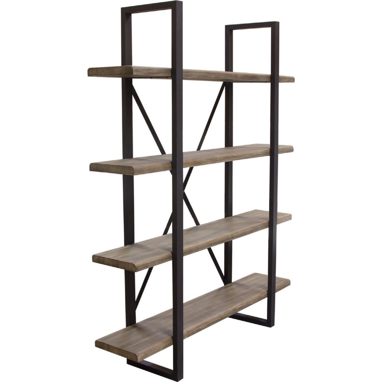 73 Inch Modern Standing Shelf, Industrial Style, 4 Tier, Rustic Oak Brown- Saltoro Sherpi
