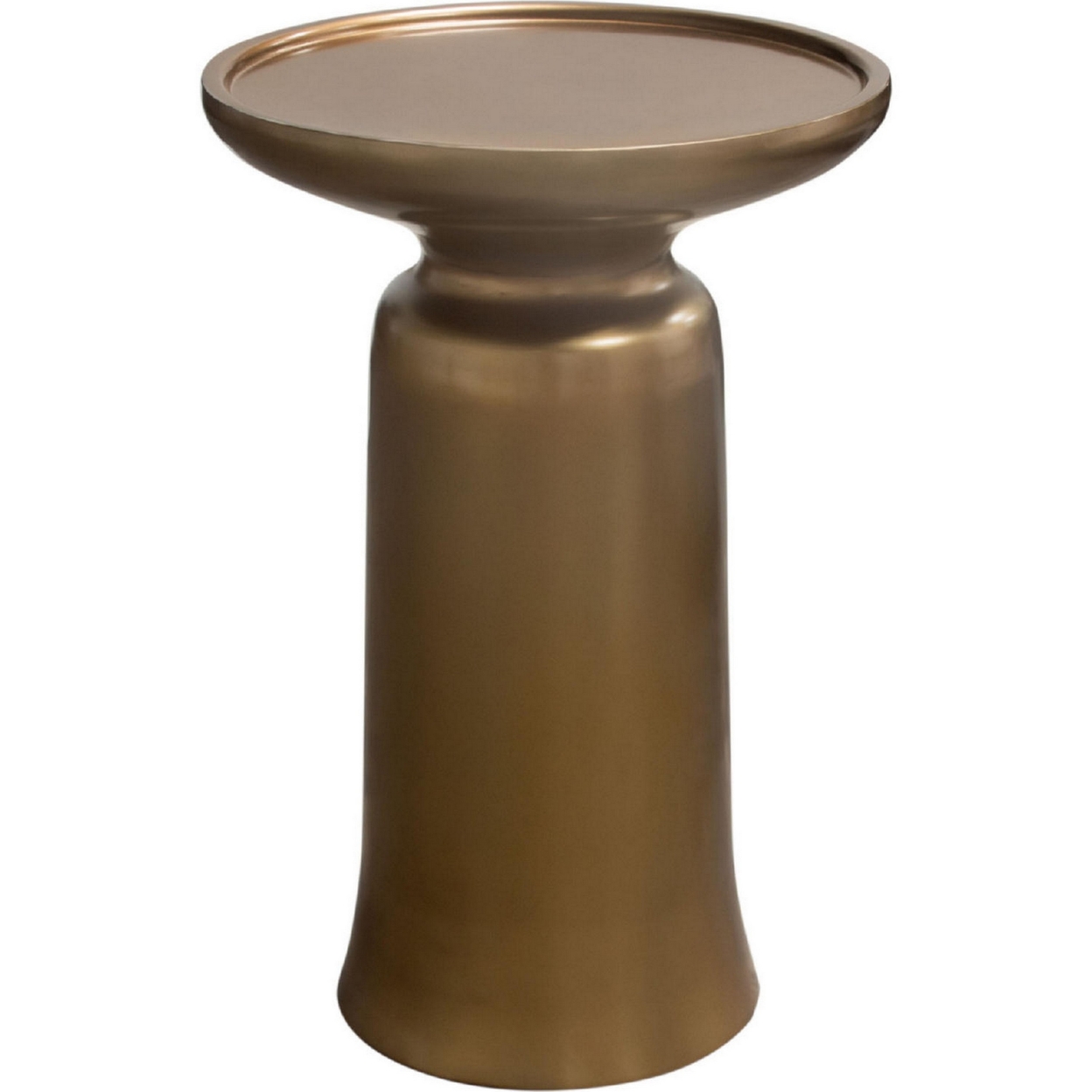 23 Inch Modern Accent Table, Matte Gold, Sculpted, Raised Tray Edges - Saltoro Sherpi
