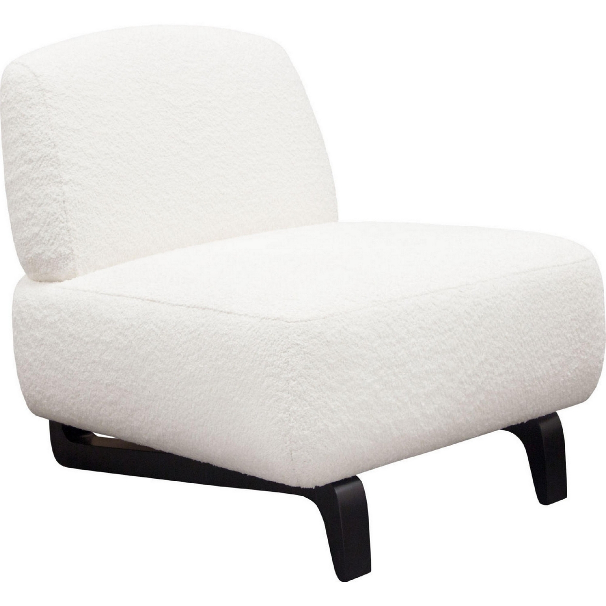 Ikka 30 Inch Padded Armless Chair, Crisp White Faux Sheepskin Upholstery- Saltoro Sherpi