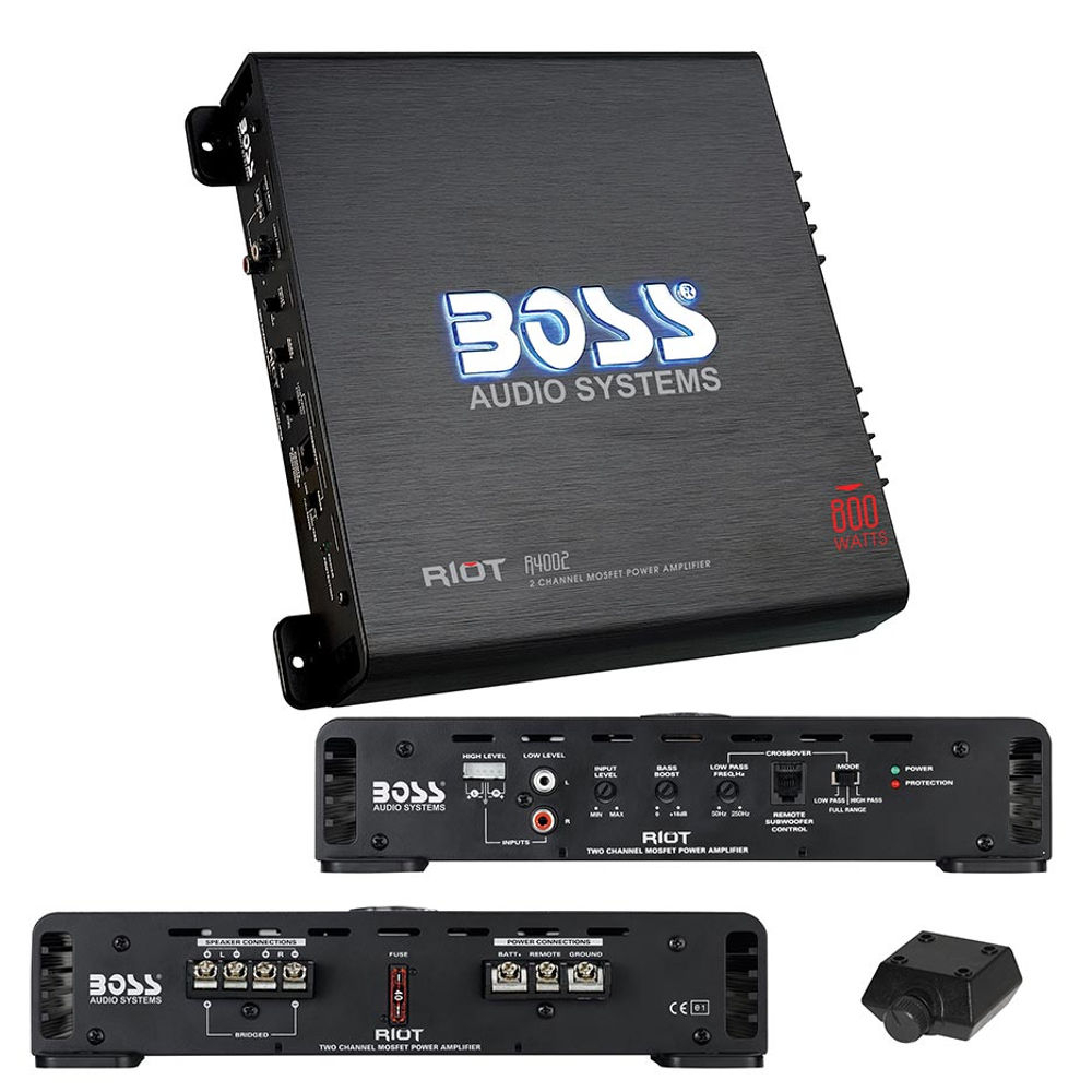 BOSS Audio Systems R4002 Riot Series 2 Channel Car Audio Stereo Amplifier