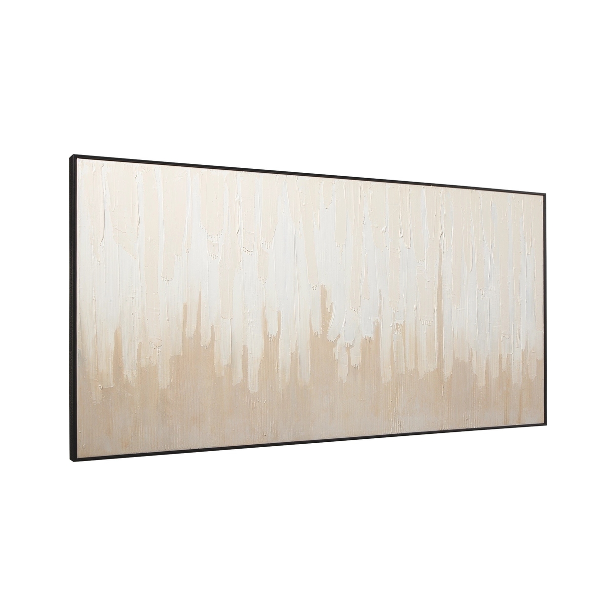 Rectangular Canvas Wall Art With Abstract Design, Beige And Off White- Saltoro Sherpi