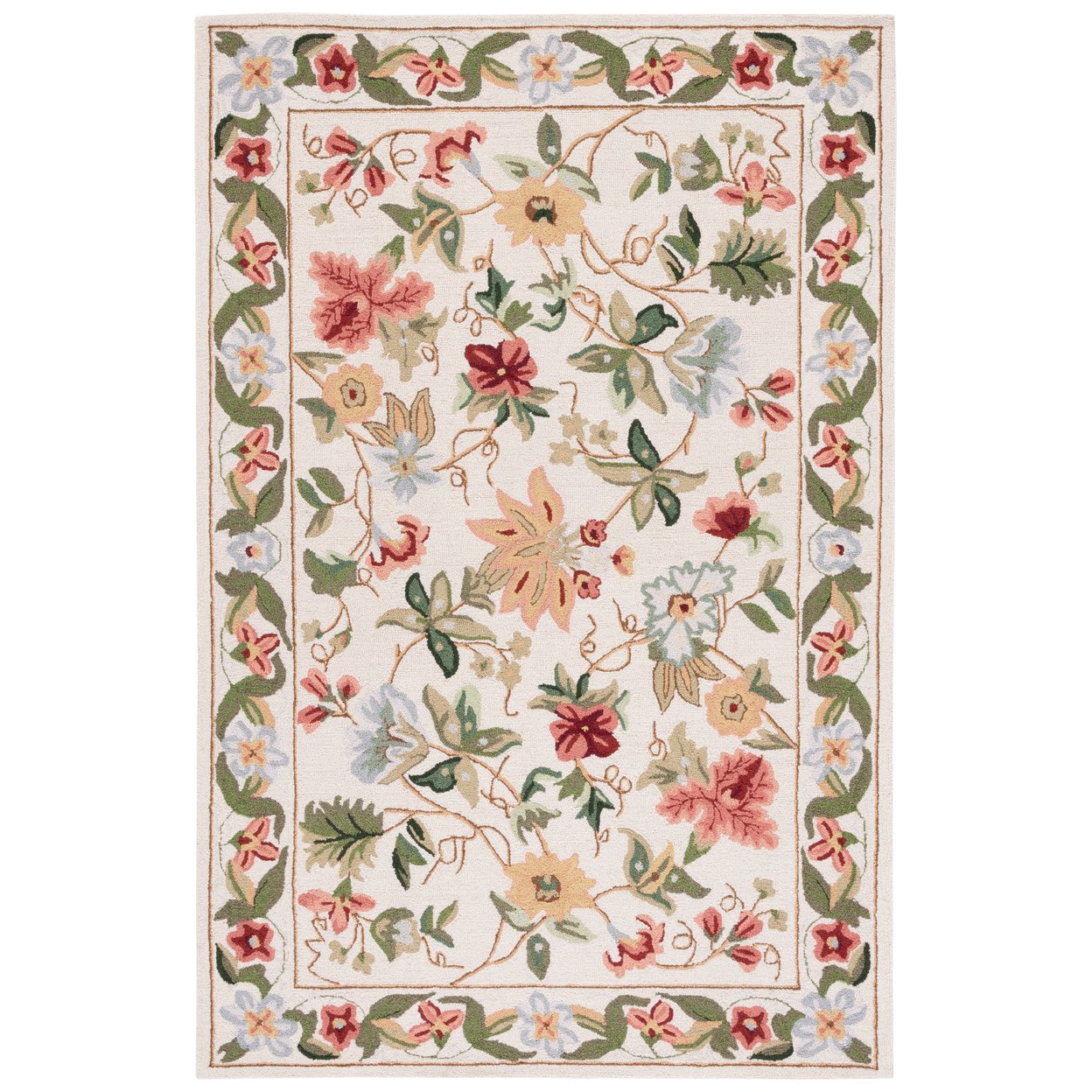 SAFAVIEH HK311B Chelsea Ivory - Ivory / Teal, 1'-8 X 2'-6 Accent