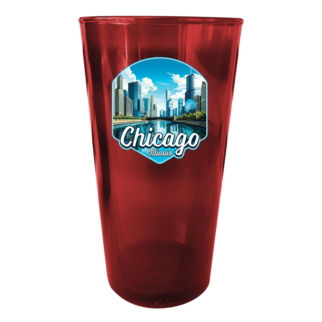 Chicago Illinois A Souvenir Plastic 16 Oz Pint - Red,,Single