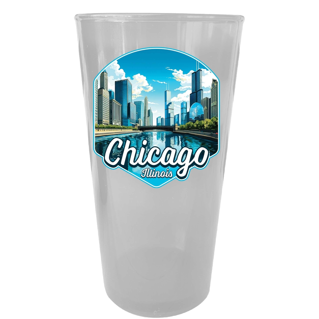 Chicago Illinois A Souvenir Plastic 16 Oz Pint - Blue,,Single