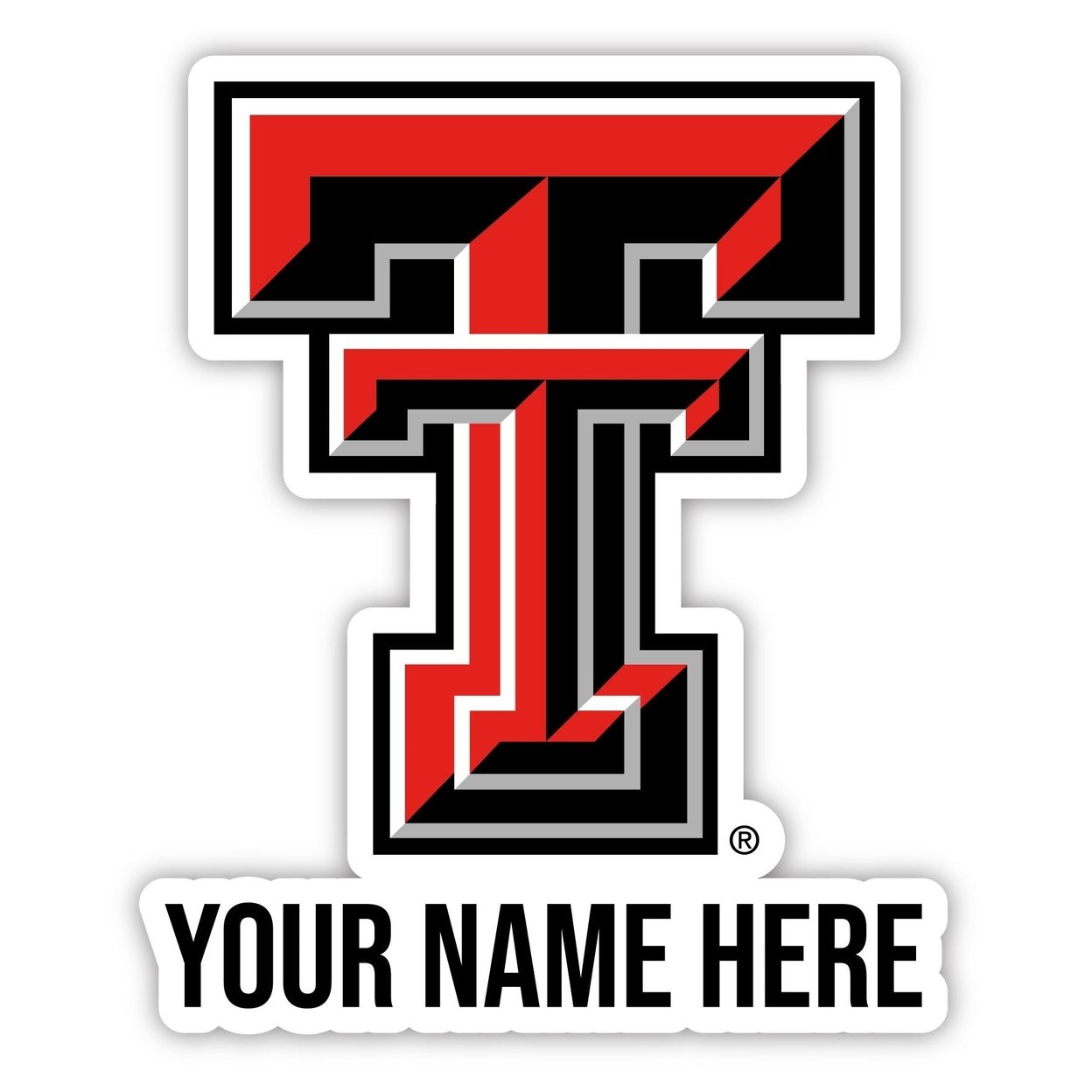 Personalized Customizable Texas Tech Red Raiders Vinyl Decal Sticker Custom Name Double T