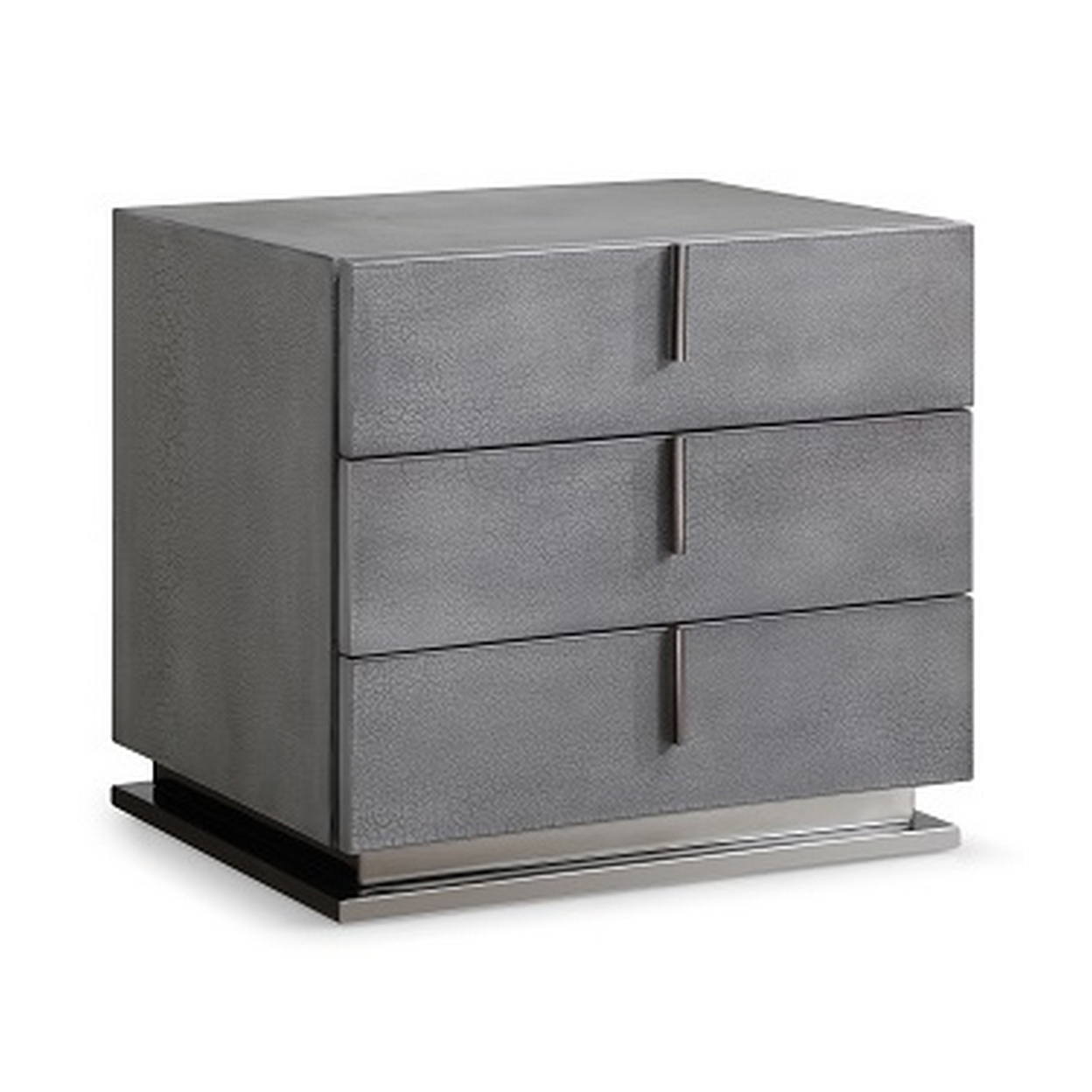 Cid Jely 24 Inch Nightstand, 3 Drawers, Crackled Lacquer Texture, Gray- Saltoro Sherpi