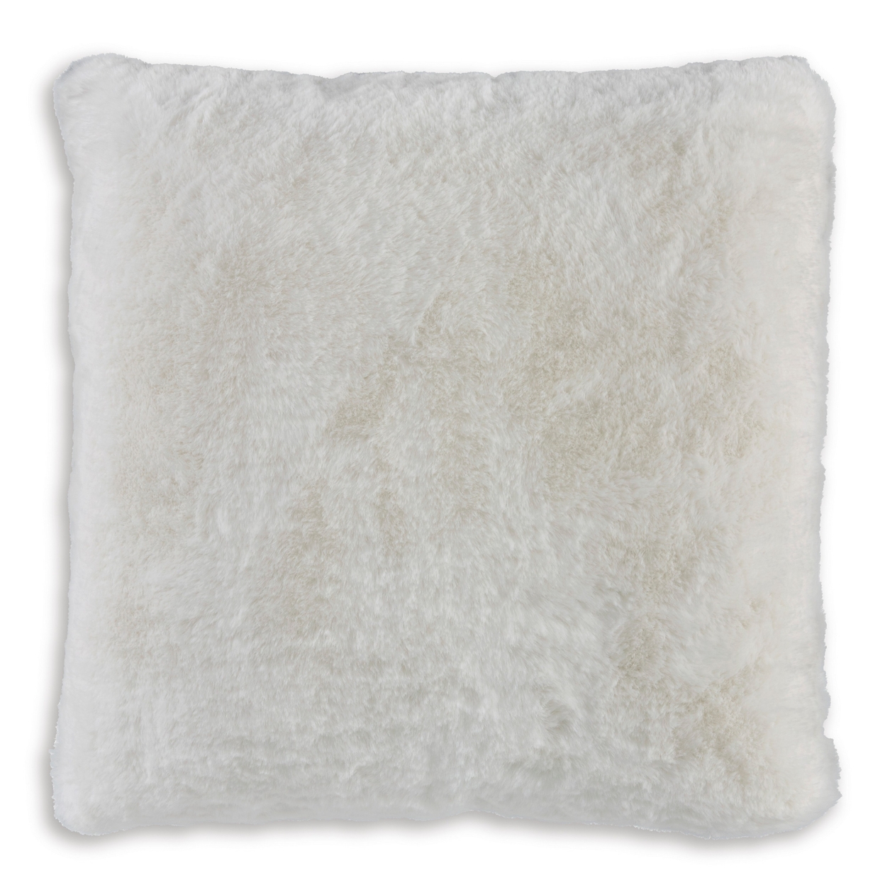 Square Accent Throw Pillow Set Of 4, Faux Rabbit Fur, White Polyester- Saltoro Sherpi