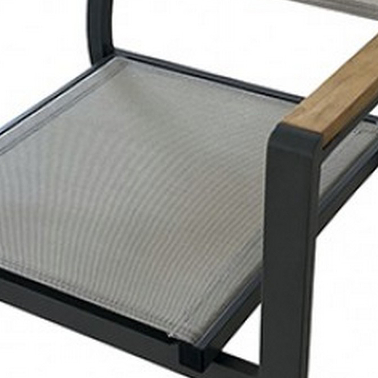 Ankia 23 Inch Outdoor Armchair, Wood, Strong Aluminium Frame, Gray, Brown- Saltoro Sherpi