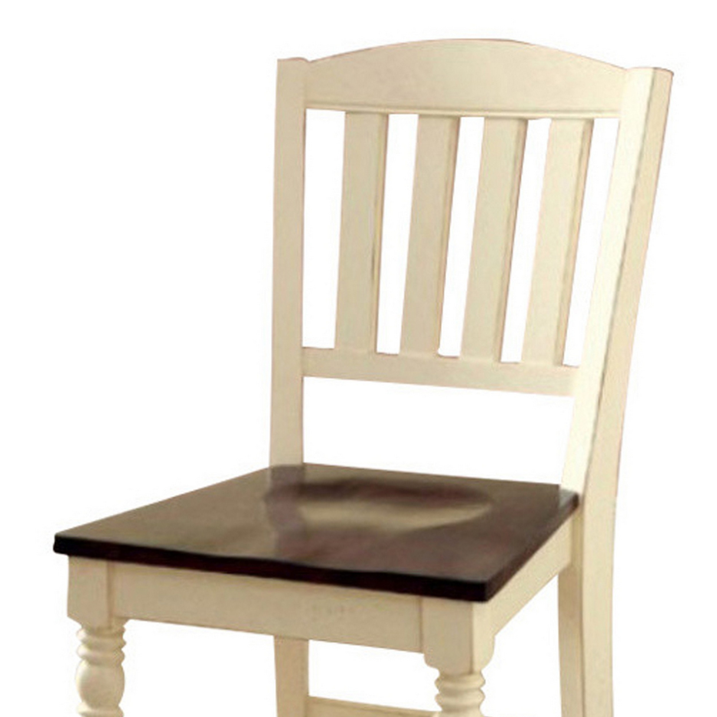 Harrisburg II Cottage Counter Height Chair, White & Dark Oak Finish, Set Of 2- Saltoro Sherpi