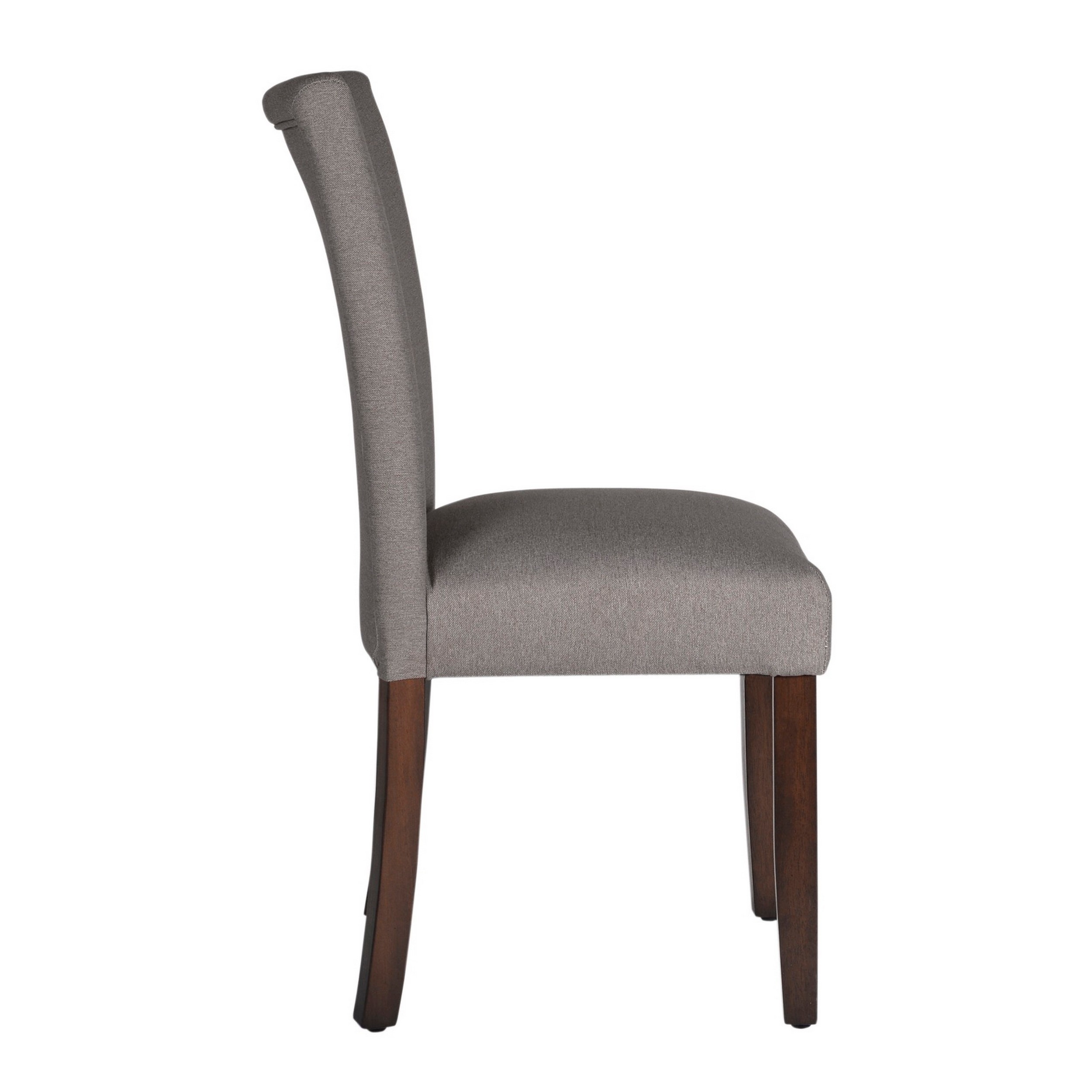 Fabric Upholstered Wooden Parson Dining Chair With Splayed Back, Gray And Brown- Saltoro Sherpi