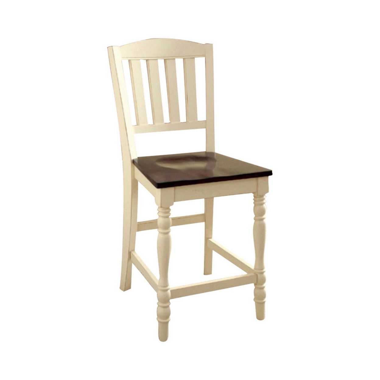 Harrisburg II Cottage Counter Height Chair, White & Dark Oak Finish, Set Of 2- Saltoro Sherpi