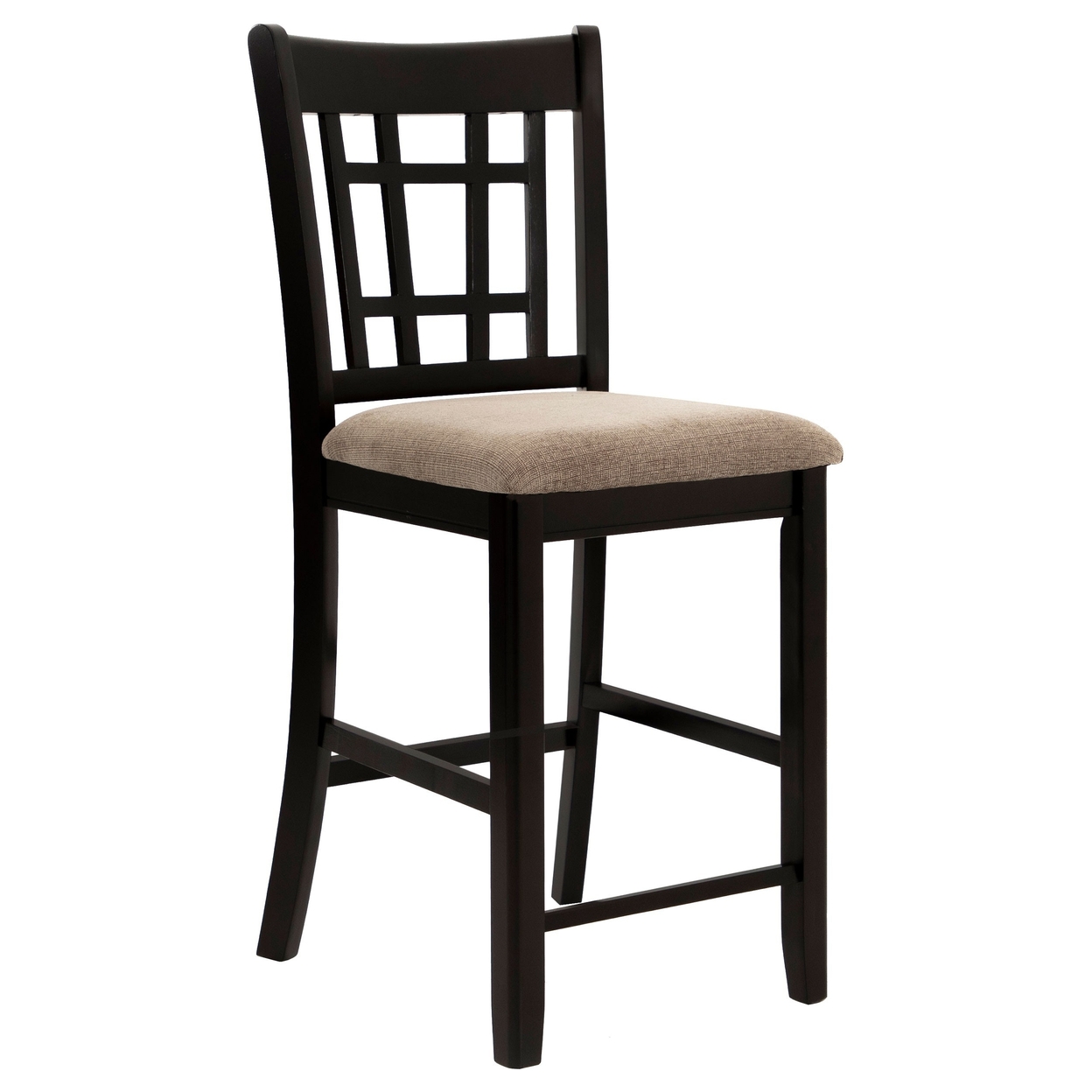 Contemporary Armless Counter Height Chair, Espresso Brown & Beige , Set Of 2- Saltoro Sherpi