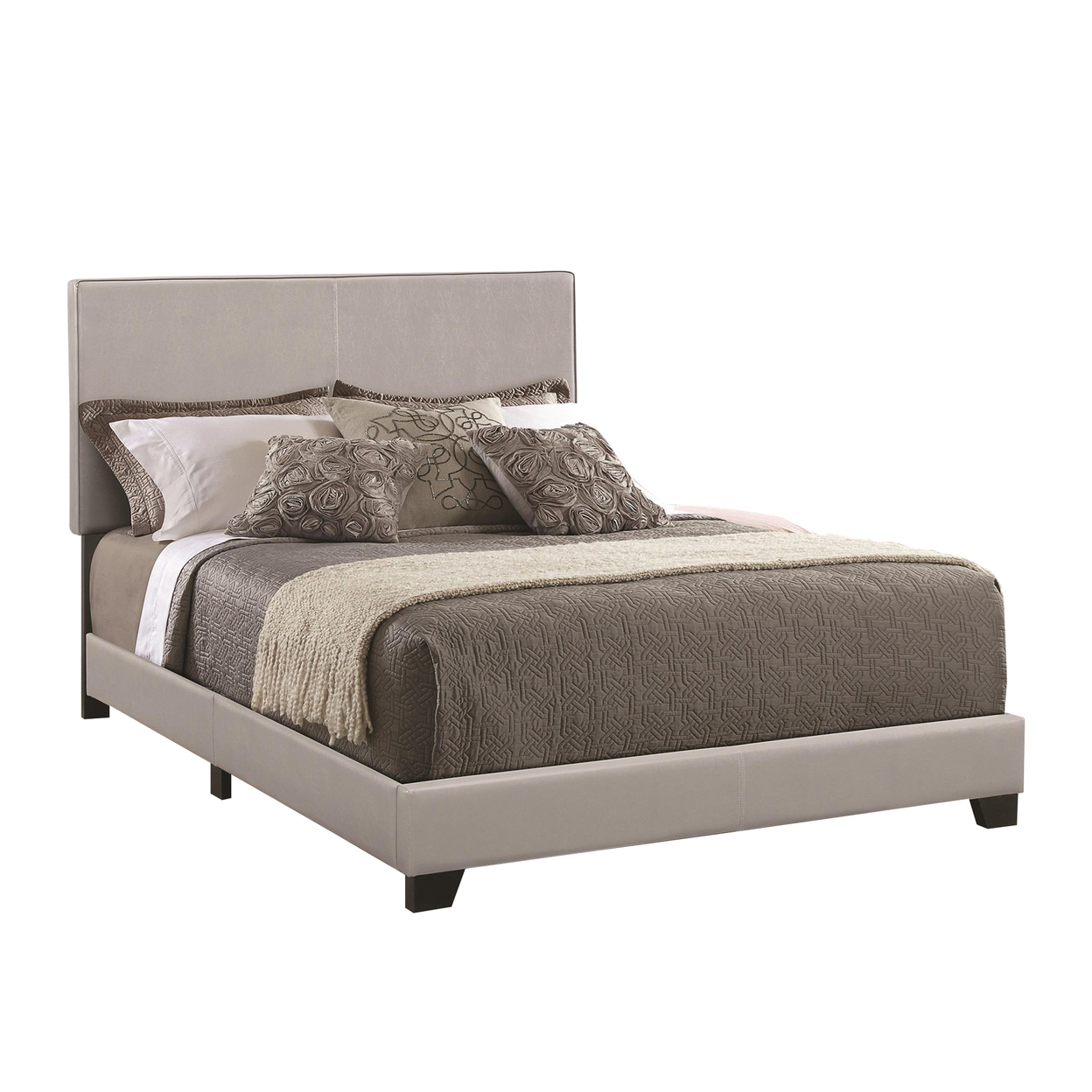 Leather Upholstered Twin Size Platform Bed, Gray- Saltoro Sherpi