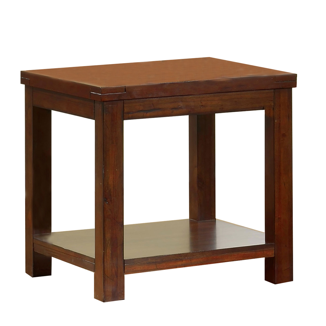 Square Shaped End Table With Open Bottom Shelf, Brown- Saltoro Sherpi