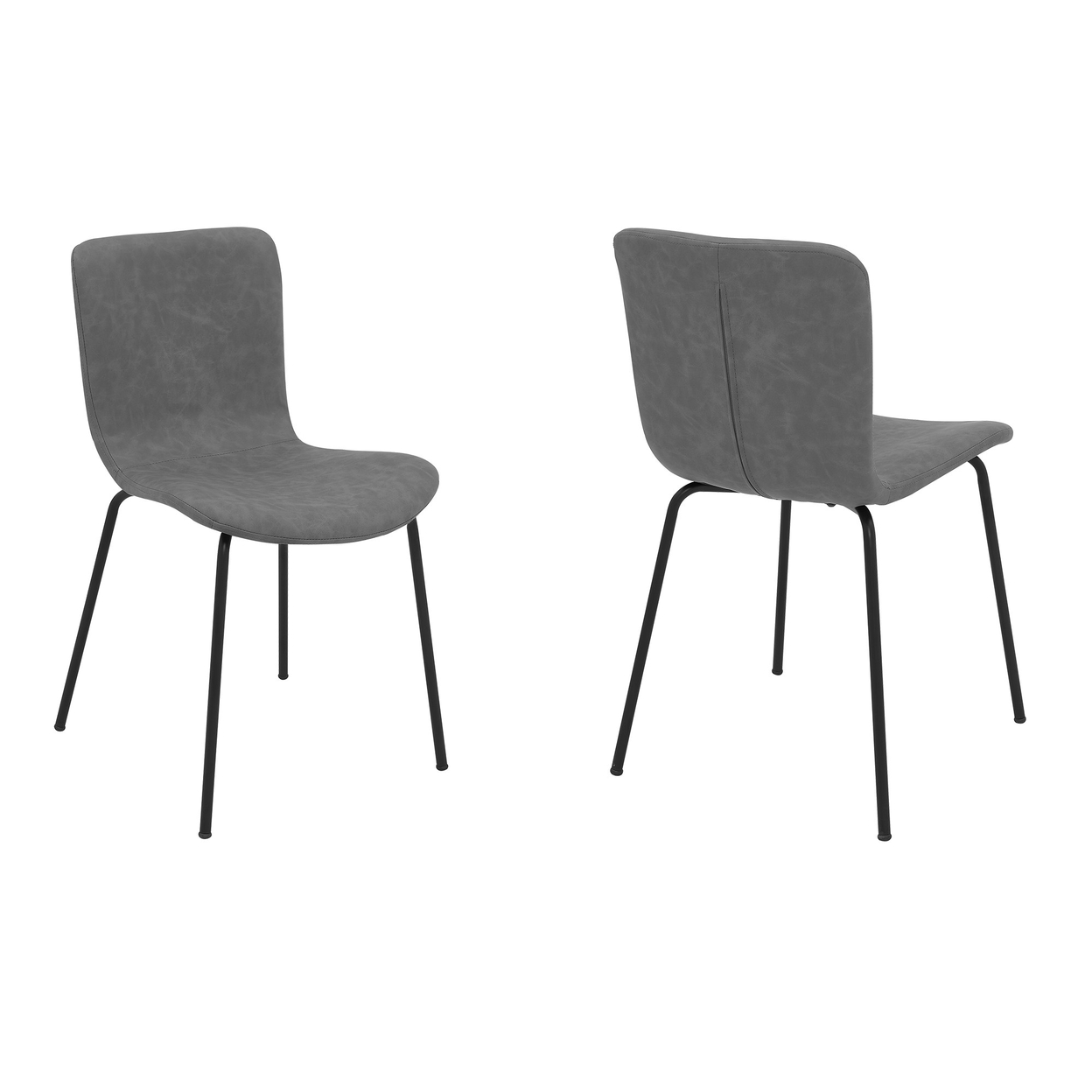 Metal And Fabric Dining Chair, Set Of 2, Gray And Black- Saltoro Sherpi