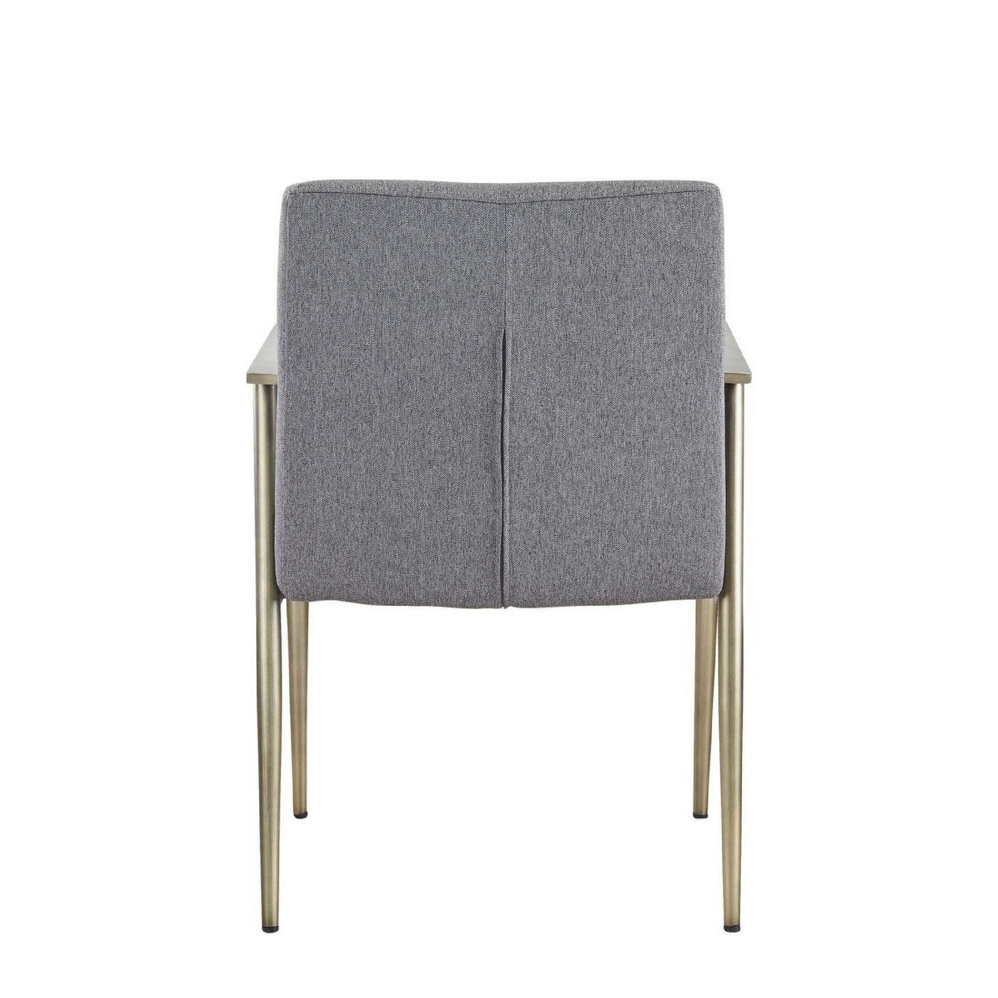 Cid 24 Inch Modern Dining Chair, Armrest, Fabric Cushion Seat, Metal, Gray- Saltoro Sherpi