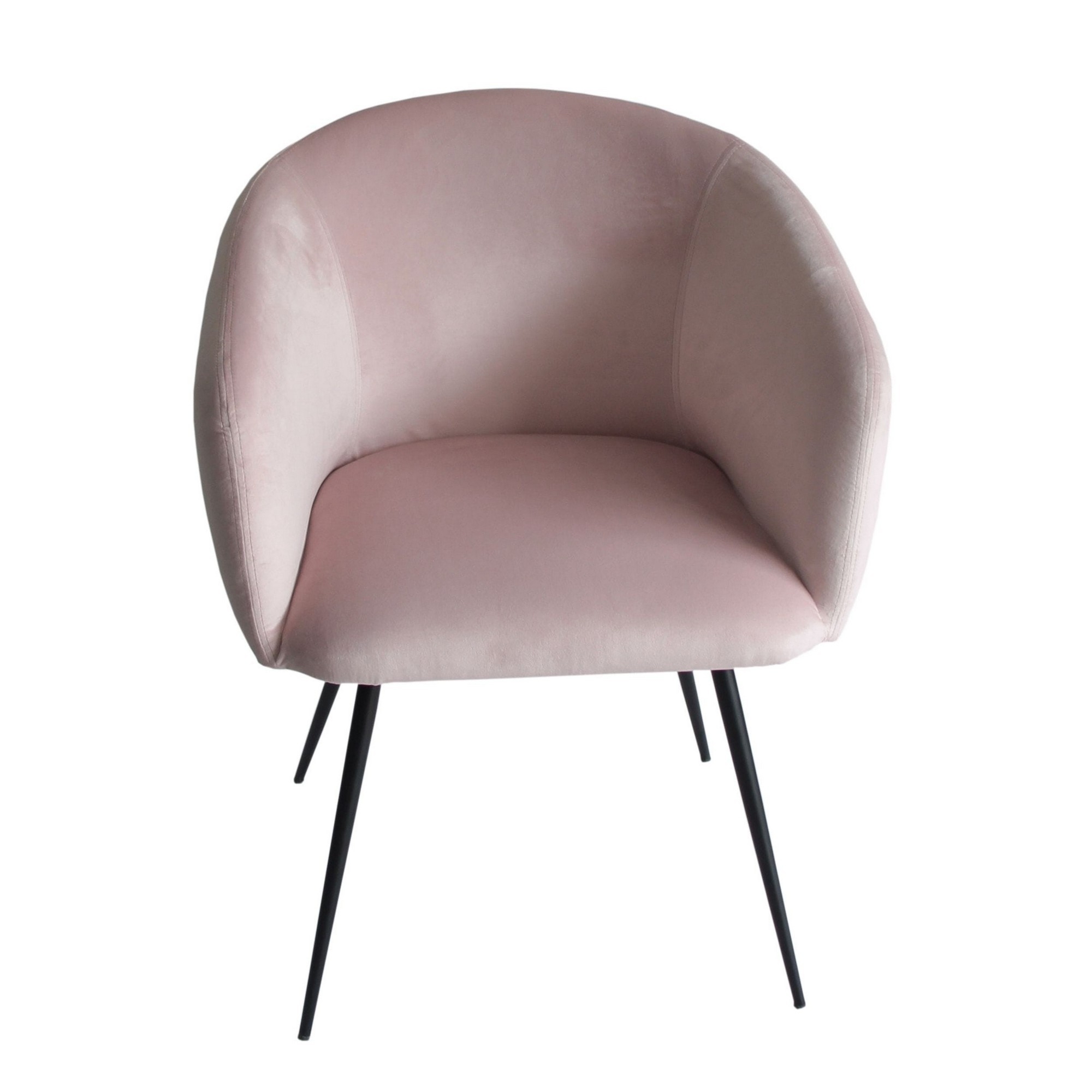 Cid 24 Inch Modern Dining Chair, Curved Back, Metal Peg Legs, Pink- Saltoro Sherpi