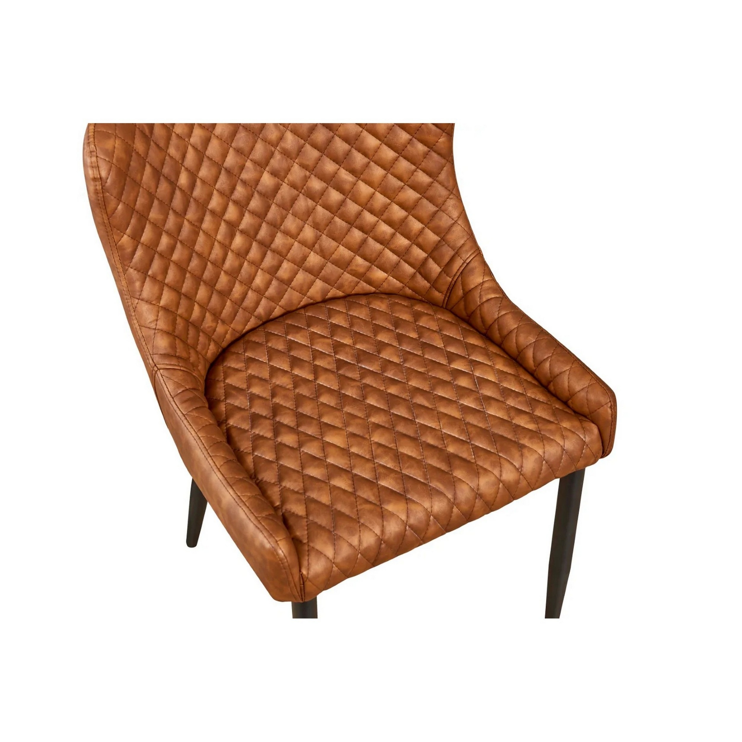 Tom 16 Inch Modern Dining Chair, Set Of 4, Faux Leather, Metal Legs, Brown - Saltoro Sherpi