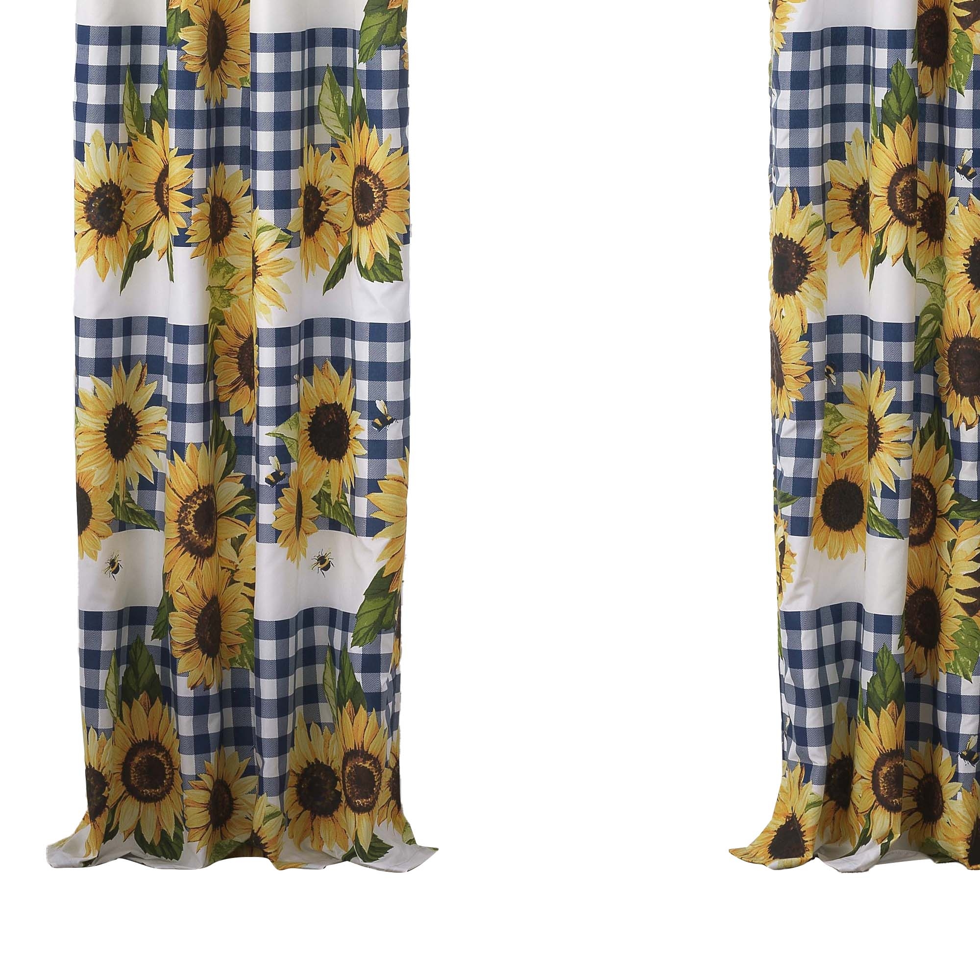 Oslo 84 Inch Panel Curtains, Microfiber Polyester, Yellow Sunflower Print