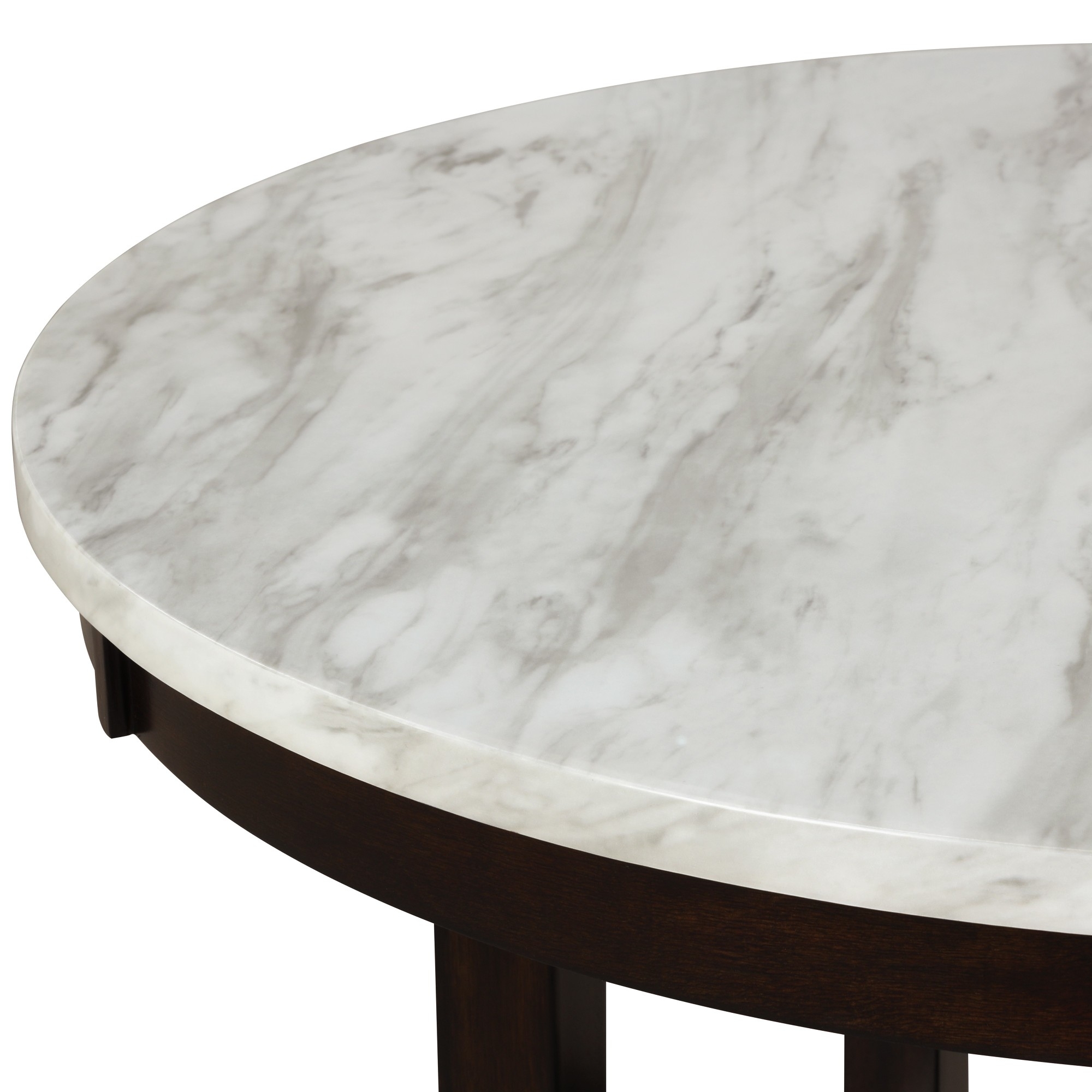 Kate 47 Inch Round Dining Table With Faux Marble Top, White And Black- Saltoro Sherpi