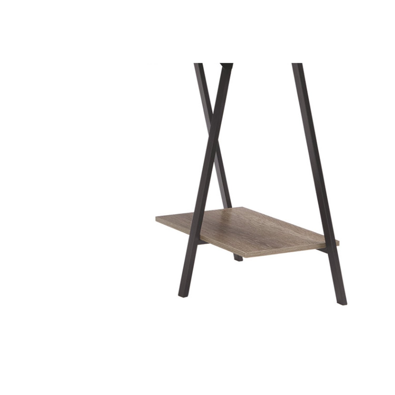 Rectangular Wood And Metal Desk With Two Display Shelves, Black And Brown- Saltoro Sherpi