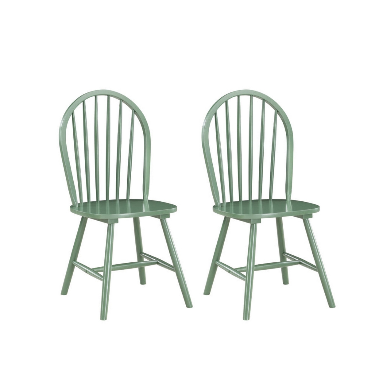 Irvin 18 Inch Modern Dining Chairs, Round Spindle Backs, Set Of 2, Green - Saltoro Sherpi