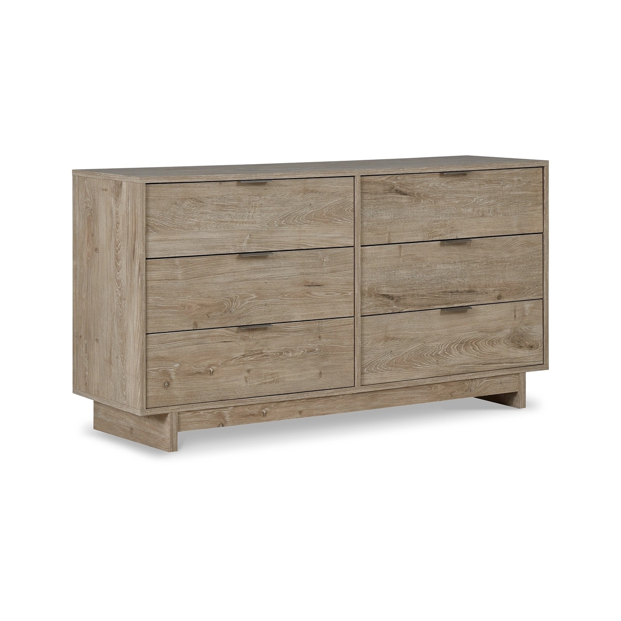 Fervor 59 Inch Dresser, 6 Drawers, Brown Wood Frame, Brushed Nickel Handles- Saltoro Sherpi