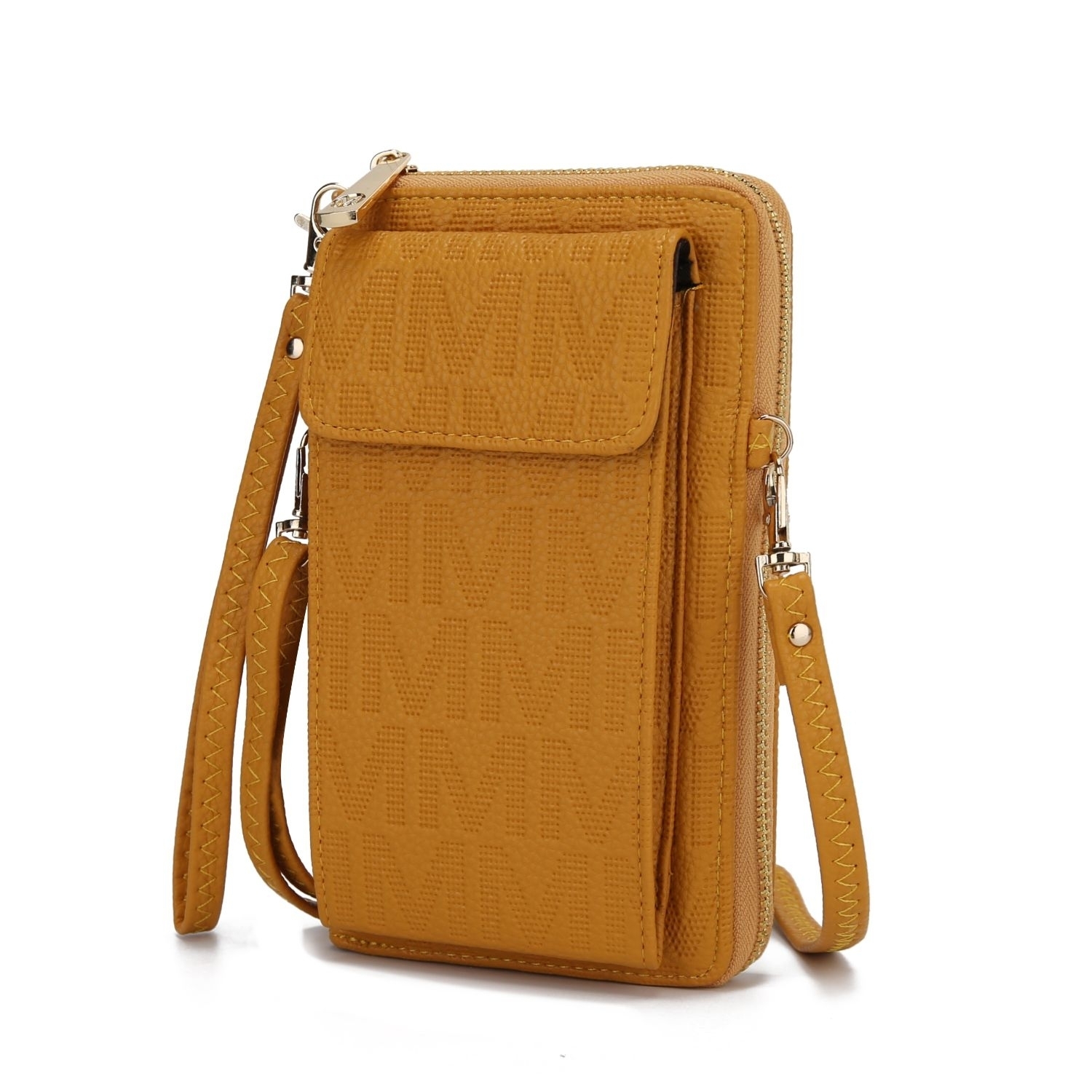 MKF Collection Caddy Phone Wallet Crossbody Handbag By Mia K - Mustard